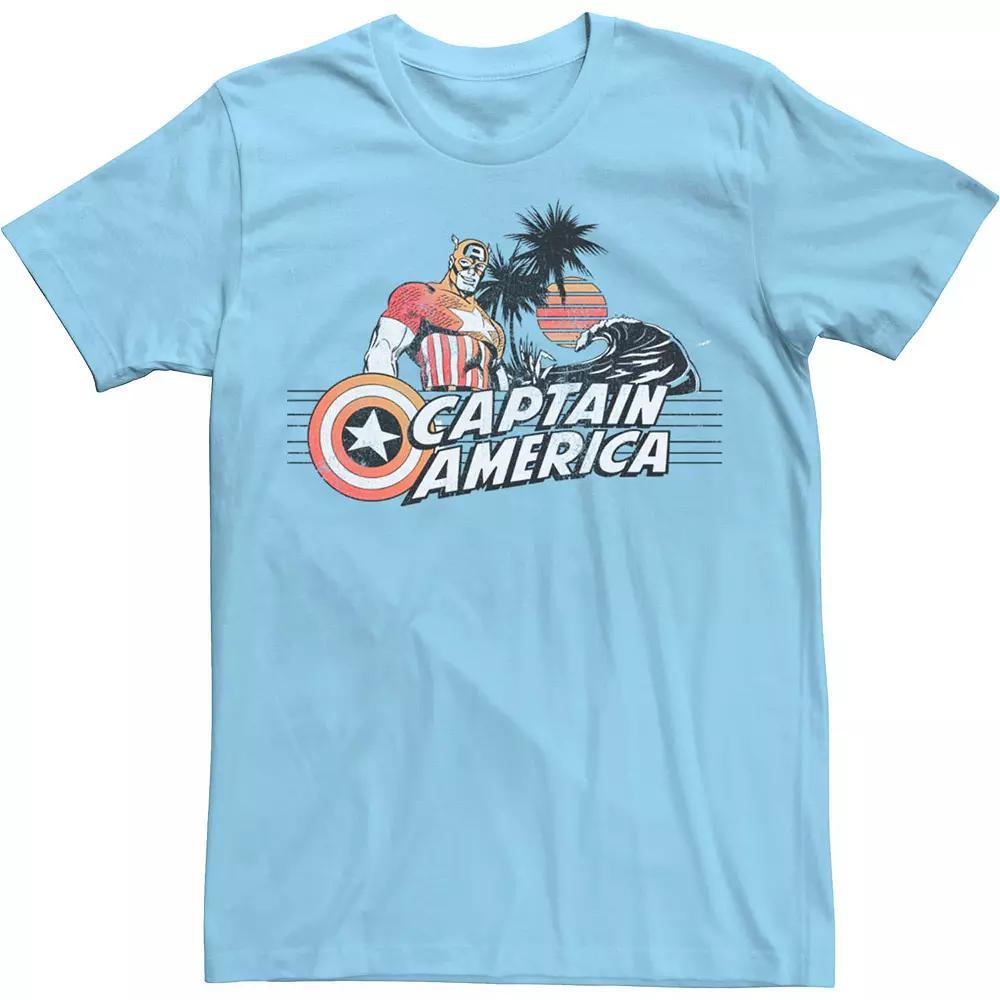 Men's Marvel Tropical Captian America Comic Tee, Size: XXL, Light Blue Product Image