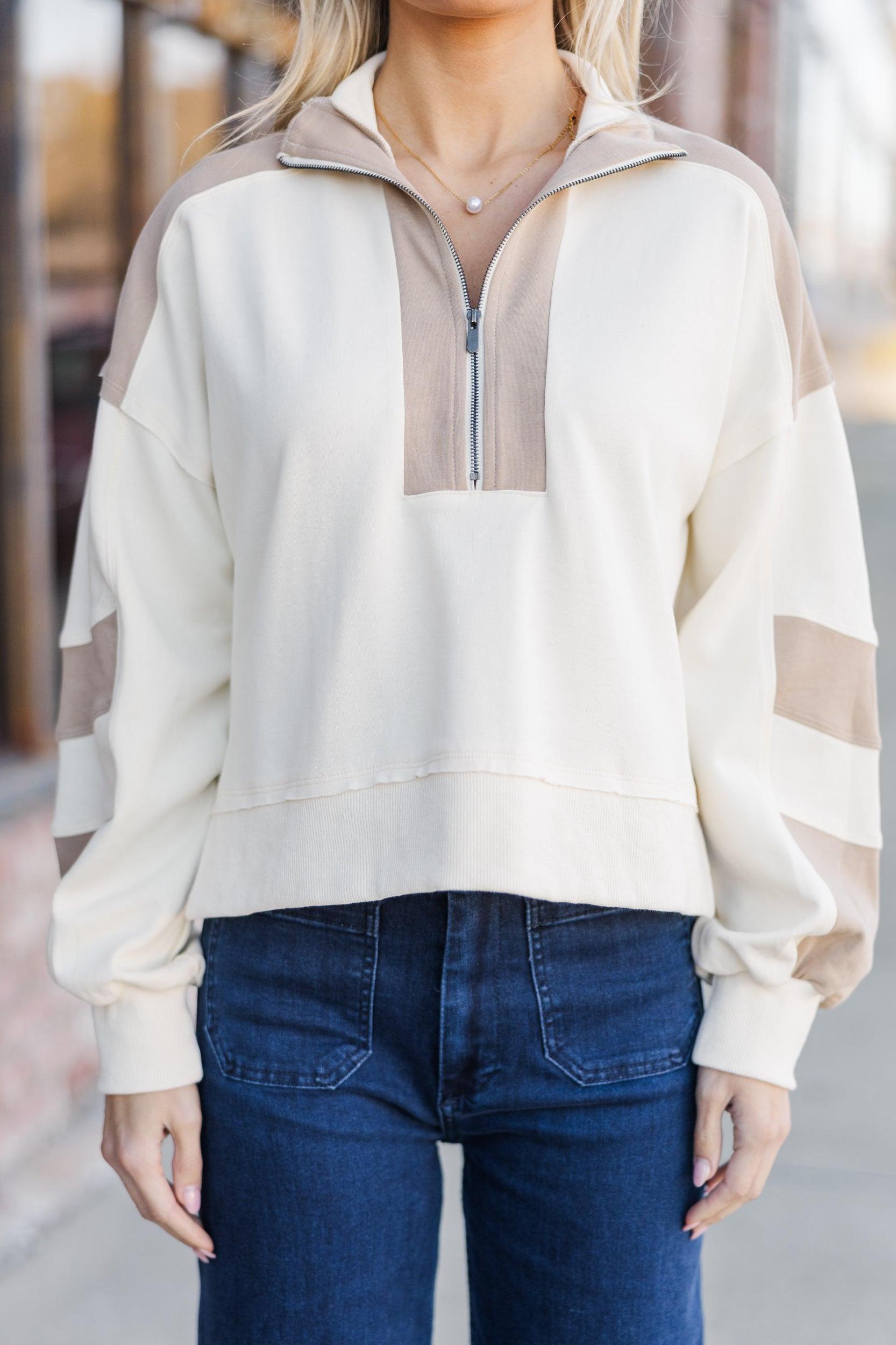 Where To Go Cream Colorblock Pullover Female Product Image