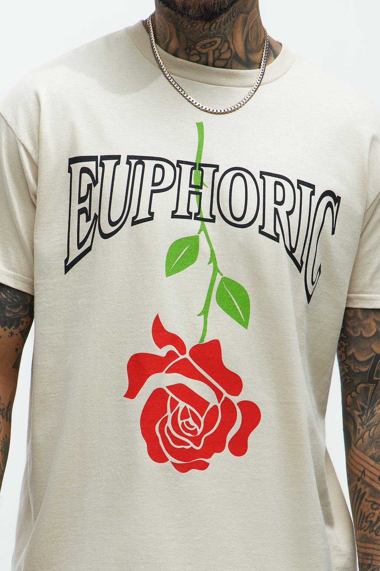 Euphoric Rose Oversized Short Sleeve Tee - Khaki Product Image