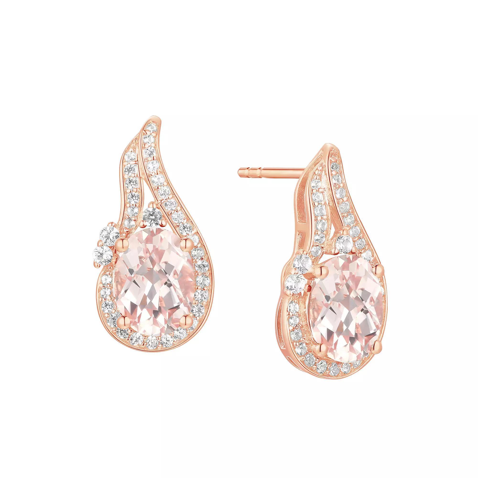 14k Rose Gold Flash-Plated Lab-Created Morganite Stud Earrings, Women's Product Image