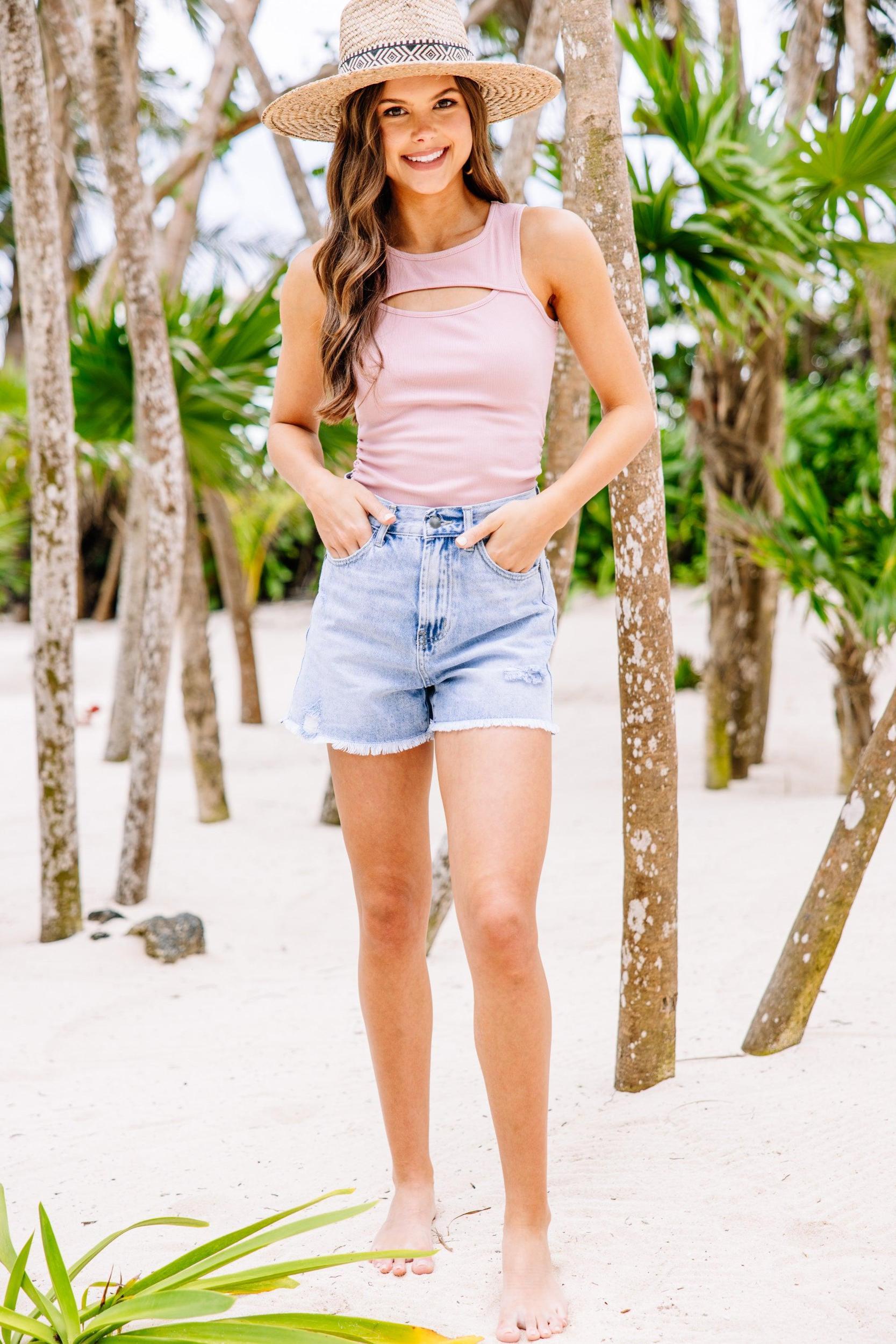 Shared With You Mauve Pink Cutout Tank Female Product Image