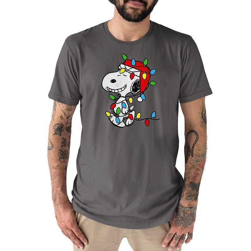 Men's Peanuts Snoopy Lights Tee, Size: XL, Grey Product Image