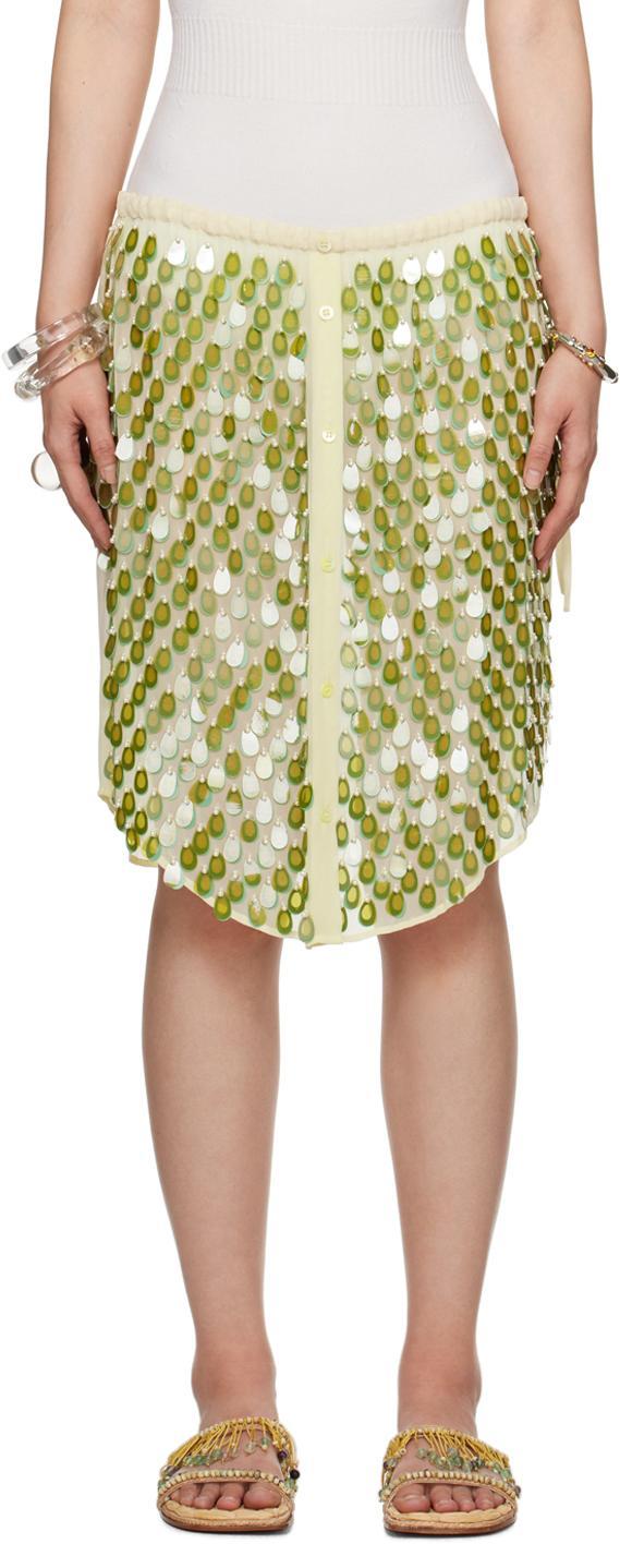 DRIES VAN NOTEN Shirty Embellished Knee-length Skirt In Pale Yellow Product Image