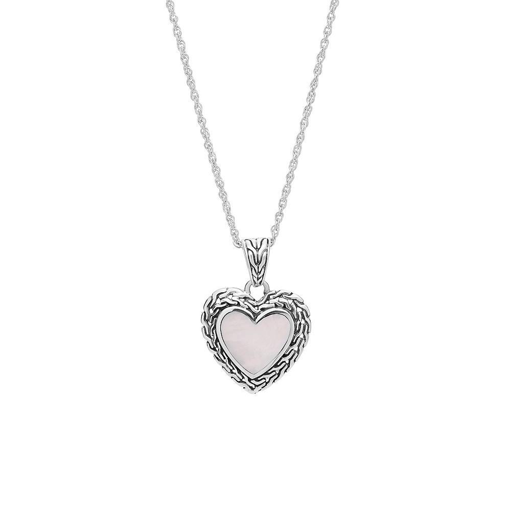 Athra NJ Inc Sterling Silver Oxidized Mother-of-Pearl Woven Heart Pendant Necklace, Women's, Size: 16-18" ADJ Product Image