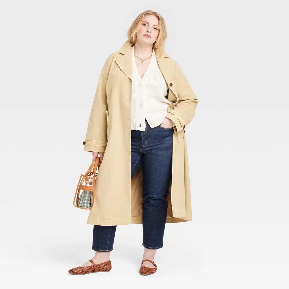 Womens Long Sleeve Trench Coat - Universal Thread Tan 1X Product Image