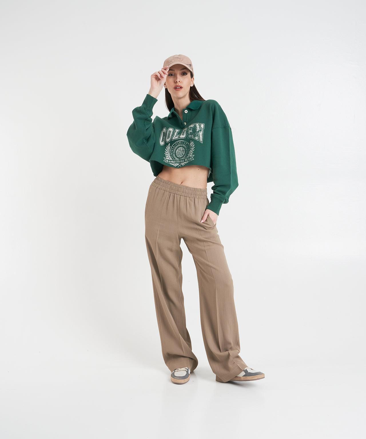 Cropped polo sweatshirt with logo print Product Image