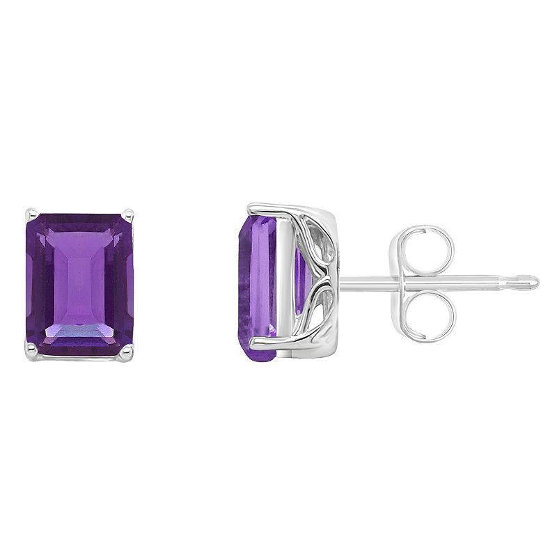 Alyson Layne 14k Gold Emerald Cut Citrine Stud Earrings, Women's, 14k White Gold Product Image