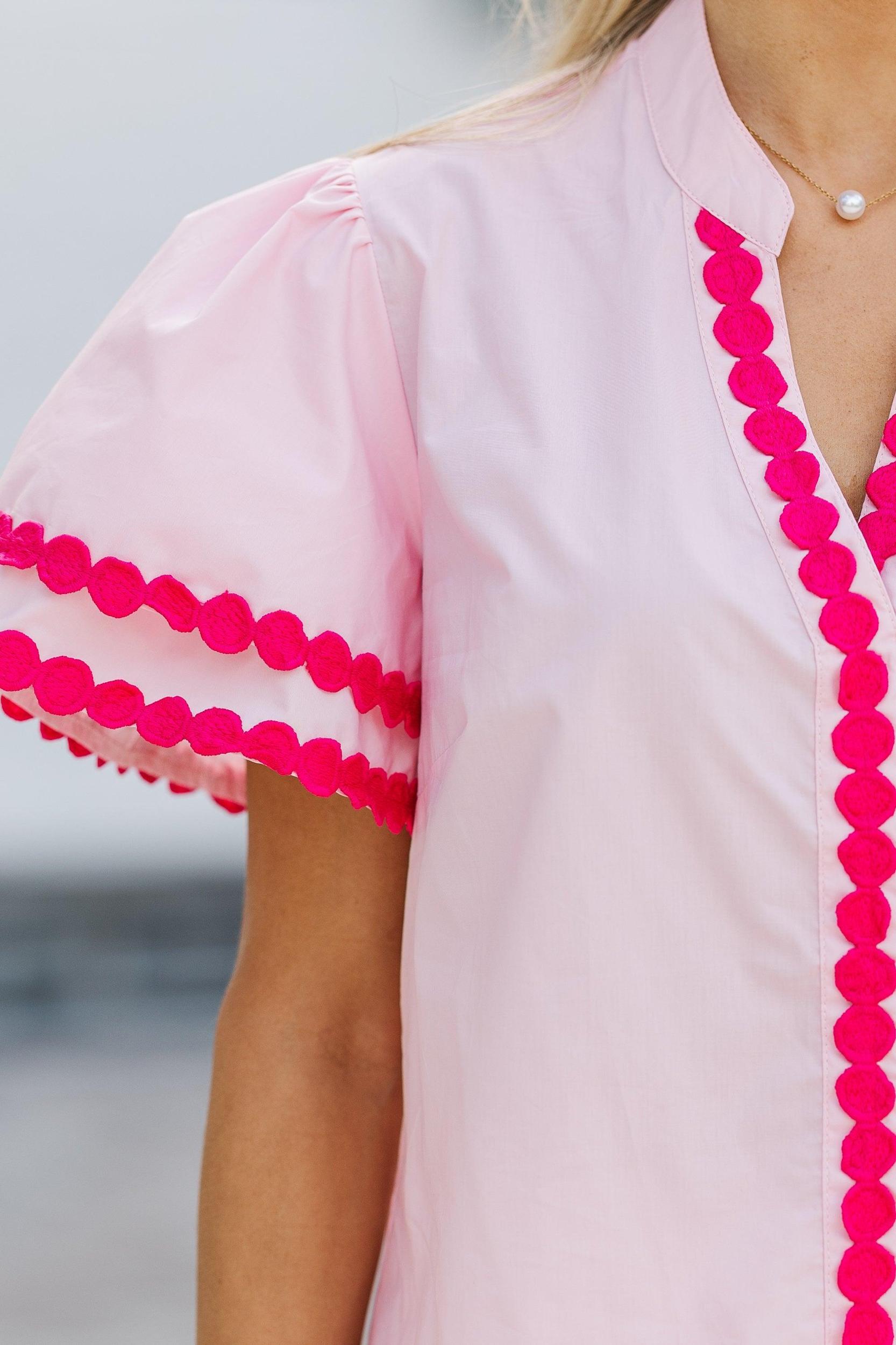 Free To Be You Blush Pink Rickrack Blouse Female Product Image