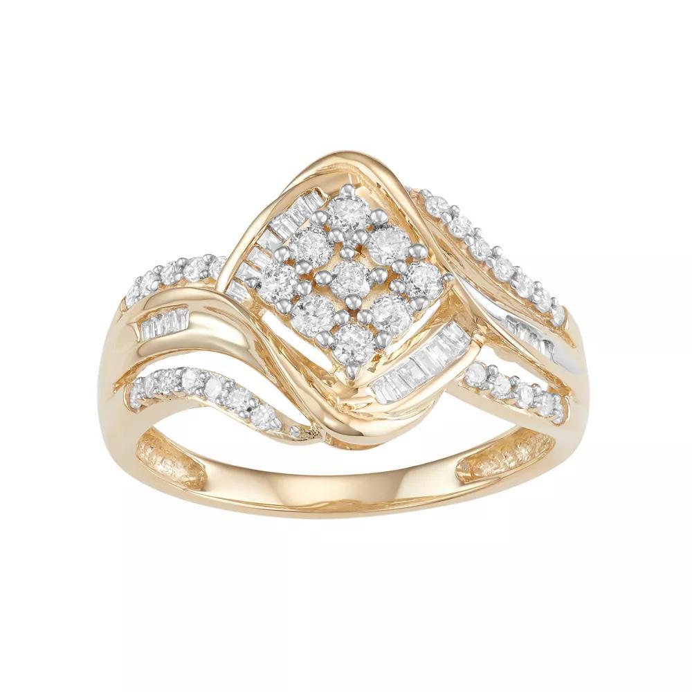 10k Gold 1/2 Carat T.W. Diamond Cluster Ring, Women's, Size: 6, White Product Image