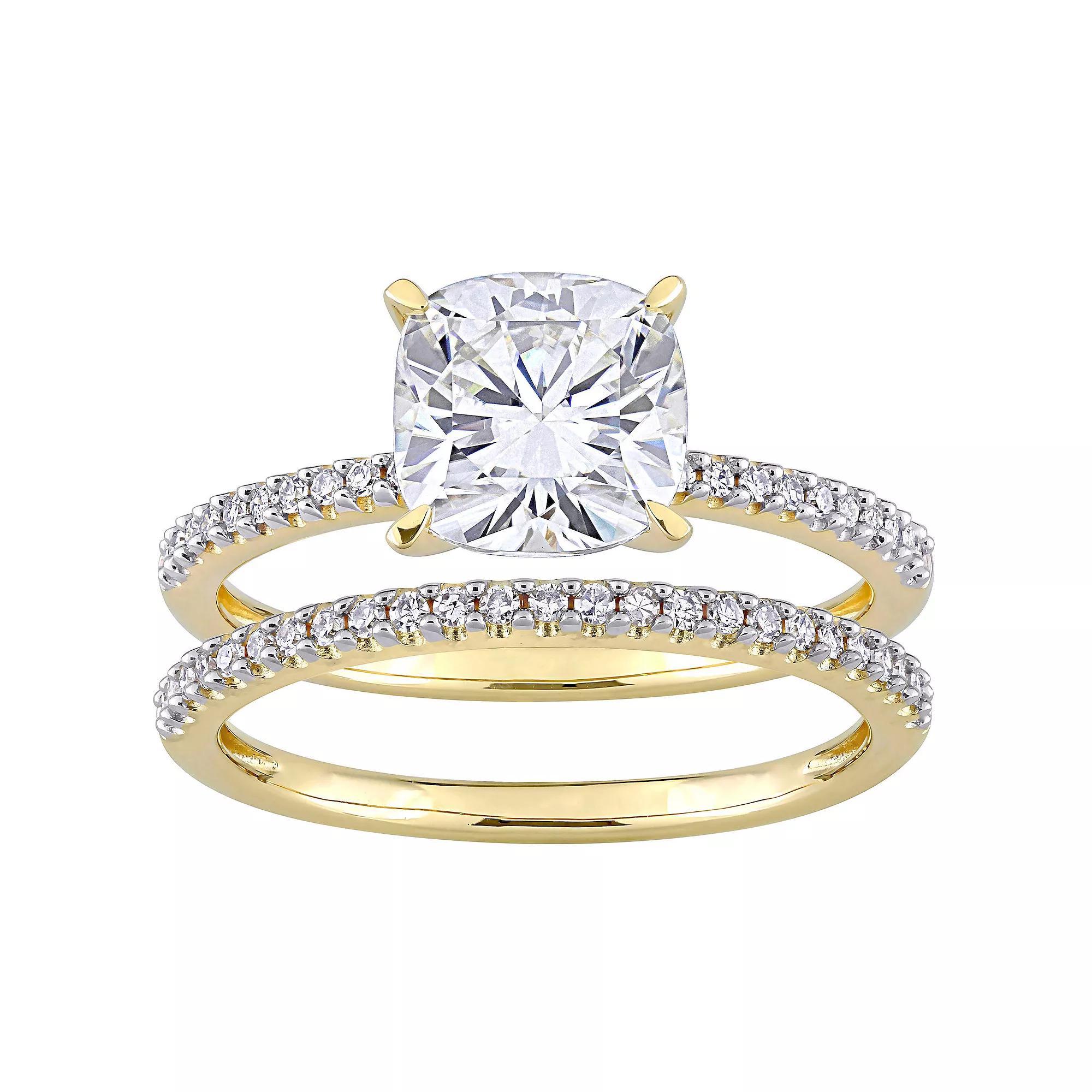 Stella Grace 14k Gold 2 Carat T.W. Lab-Created Moissanite & 1/4 Carat T.W. Diamond Engagement Ring Set, Women's, Size: 8.50 Product Image