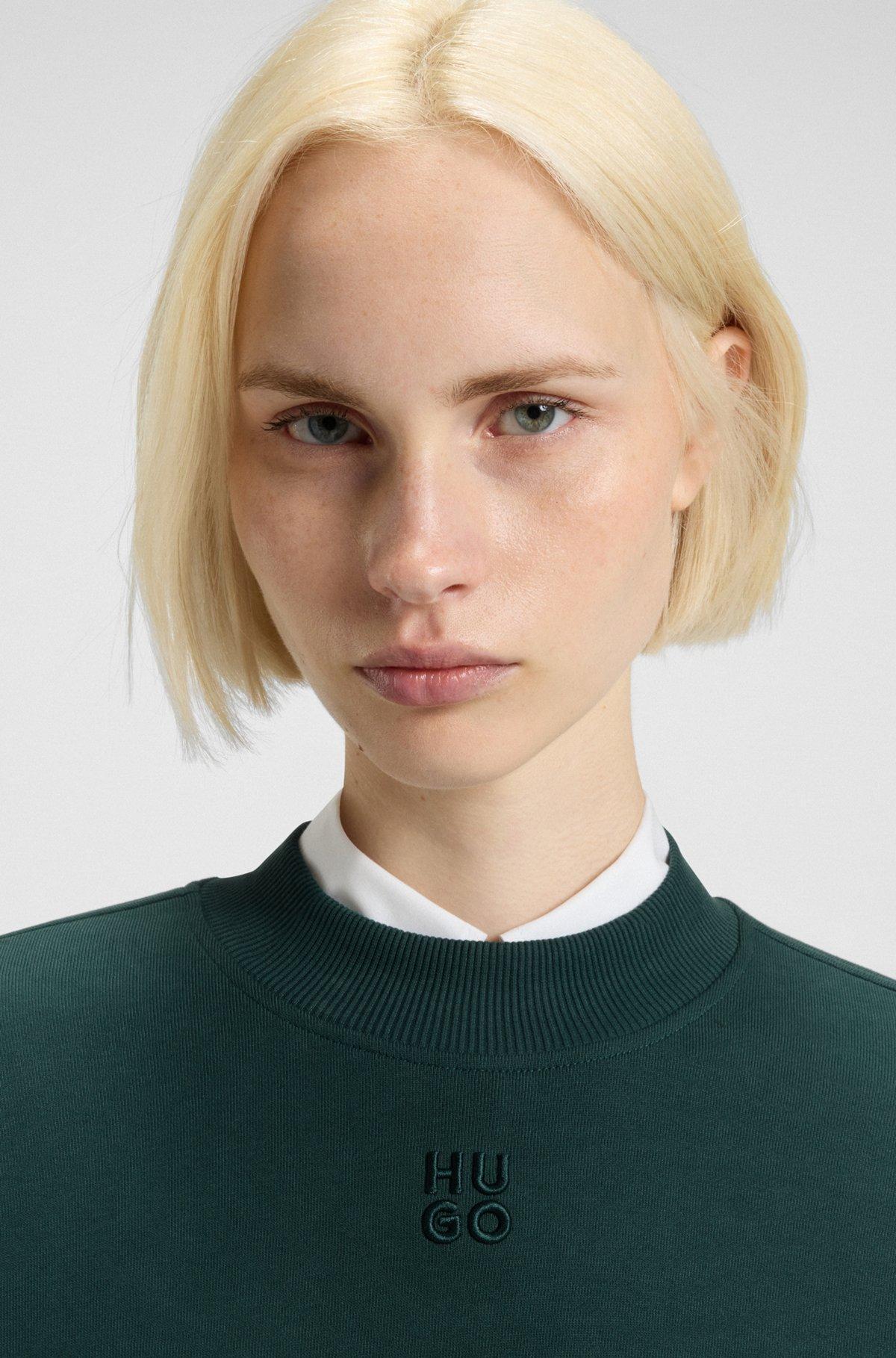 Relaxed-fit cotton-terry sweatshirt with stacked-logo embroidery Product Image