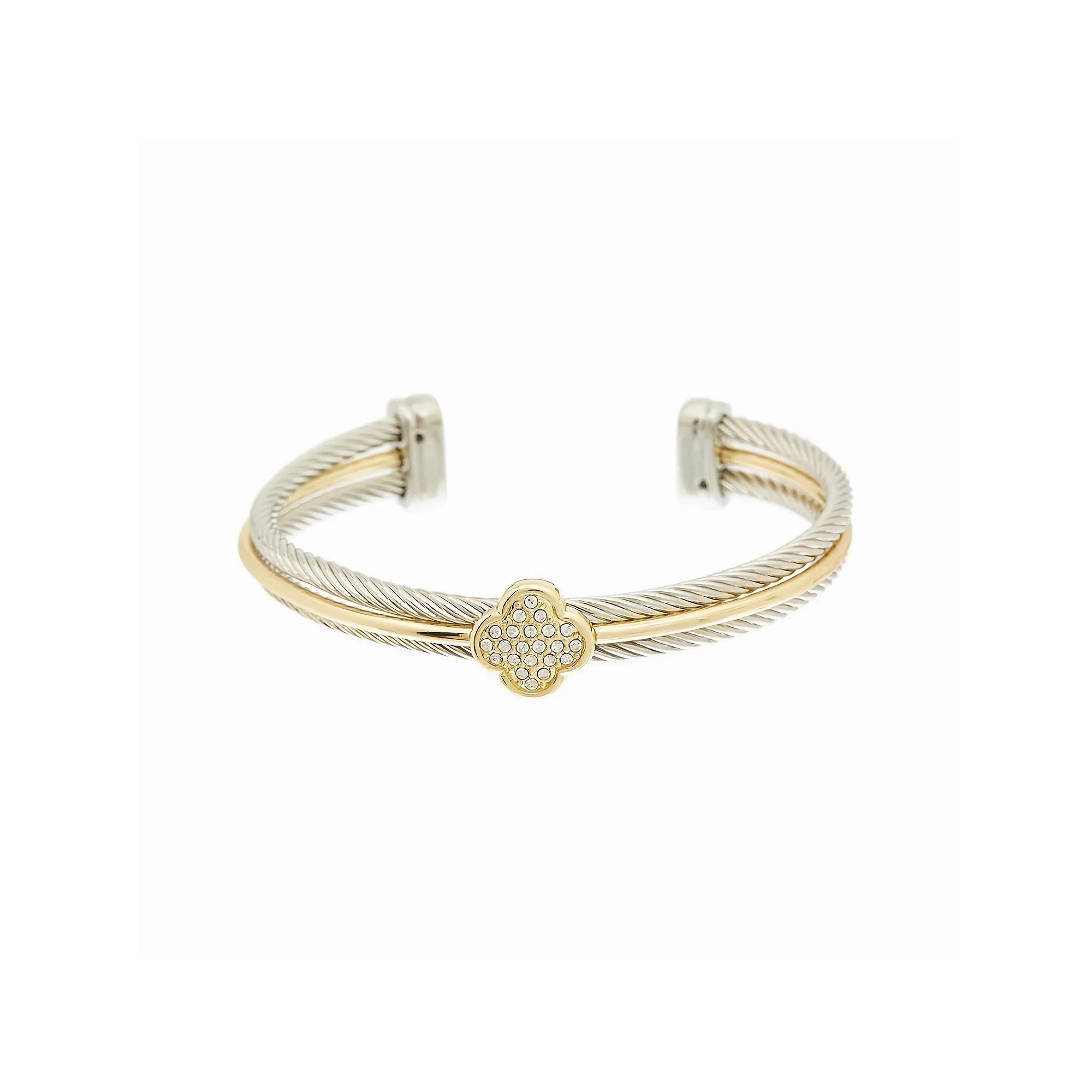 Juvell Two Tone 18k Gold Plated Cubic Zirconia Cuff Bracelet, Women's, Size: 7" Product Image