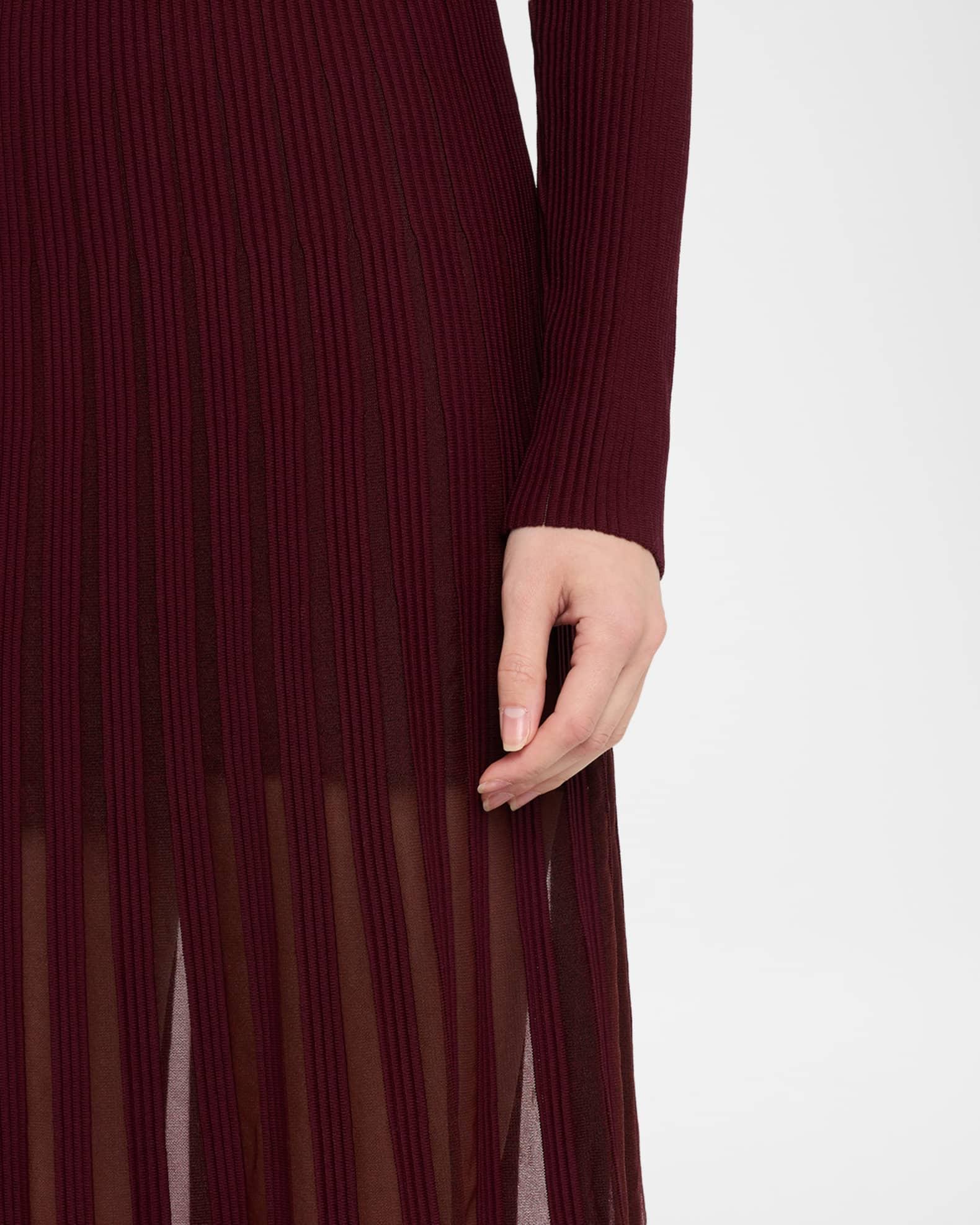 Sheer Ribbed A-Line Midi Dress Product Image
