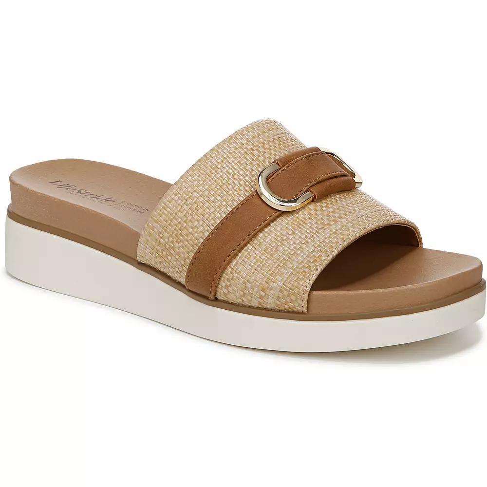 LifeStride Genevieve Women's Slide Sandals, Size: 9.5 Wide, Beige Brown Product Image