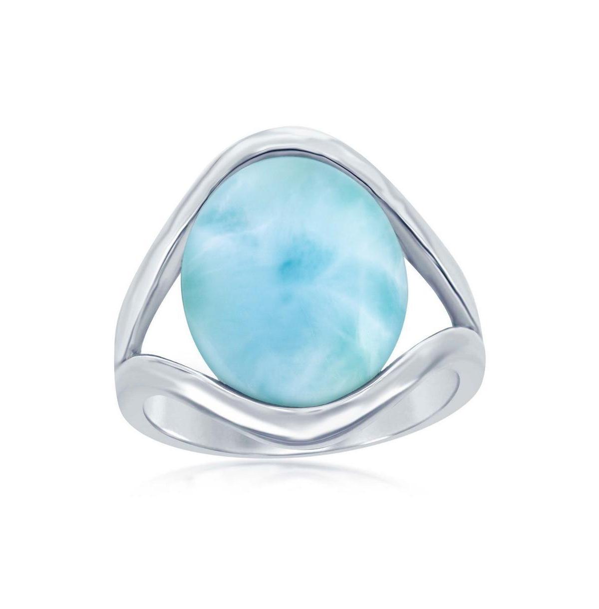 Sterling Silver Larimar Cabochon Split Shank Ring, Women's, Size: 6 Product Image