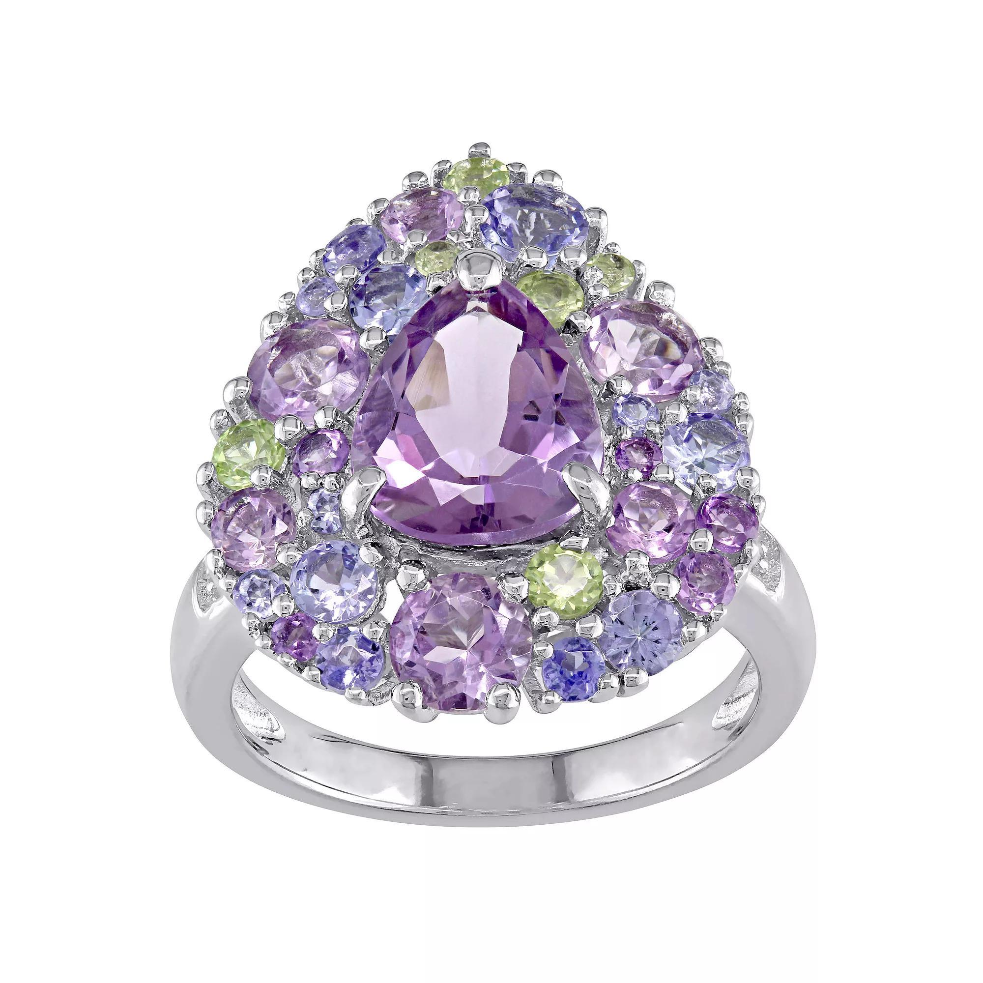 Stella Grace Sterling Silver Multi Gemstone & Diamond Accent Cocktail Ring, Women's, Size: 7.50 Product Image