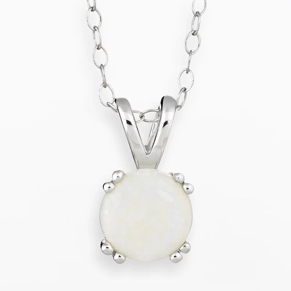Celebration Gems Sterling Silver Opal Pendant Necklace, Women's, Size: 18", White Product Image