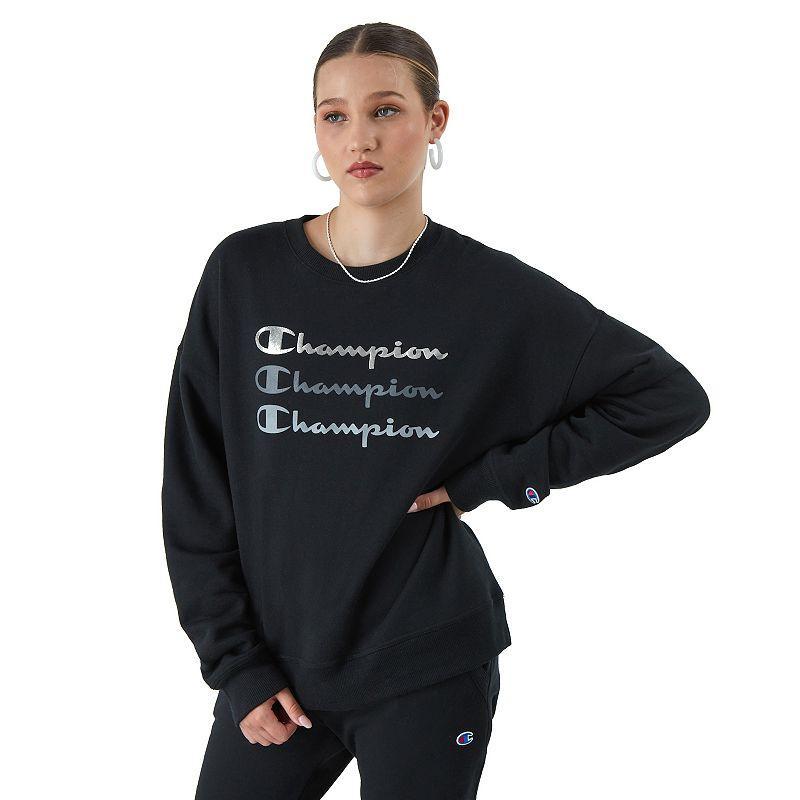 Champion Powerblend Relaxed Crew (Terracotta Pink Pe Heather) Women's Clothing Product Image