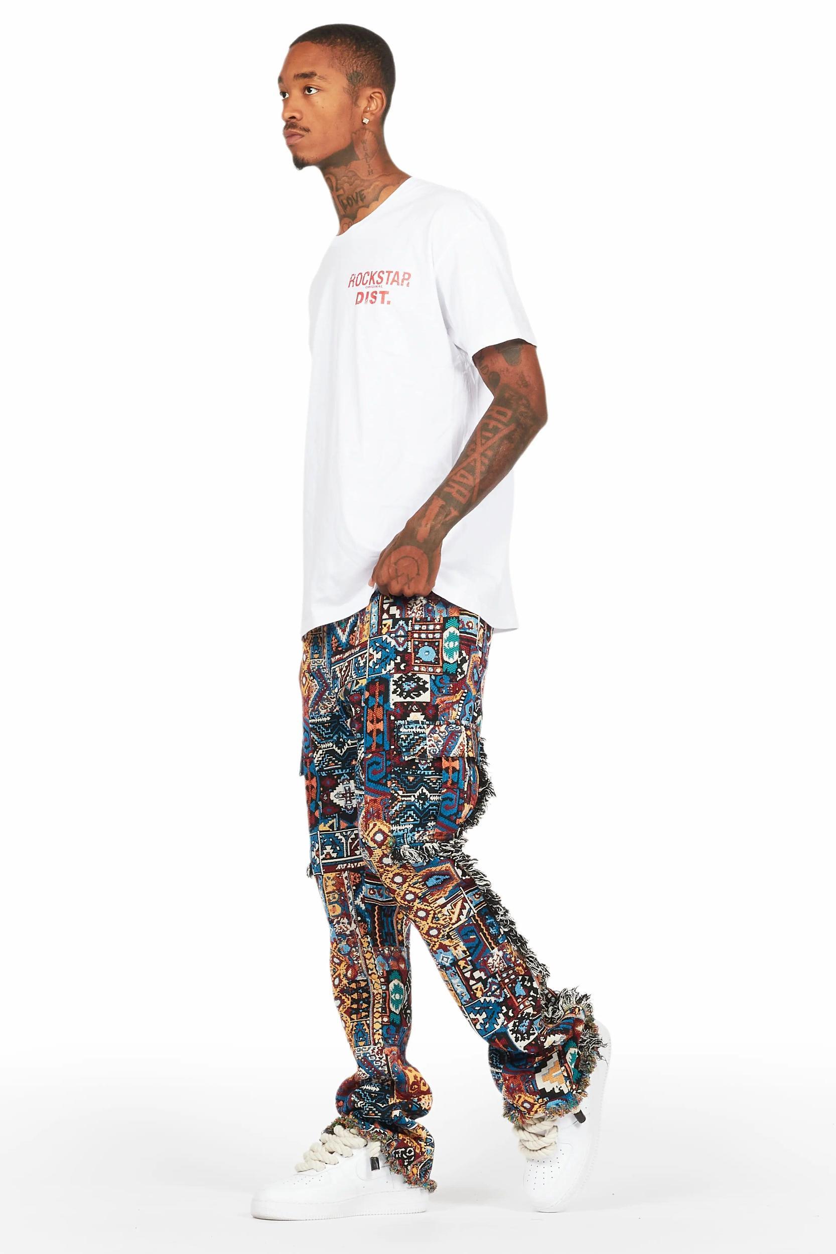 Ayami Blue Slim Tapestry Flare Jean Male Product Image