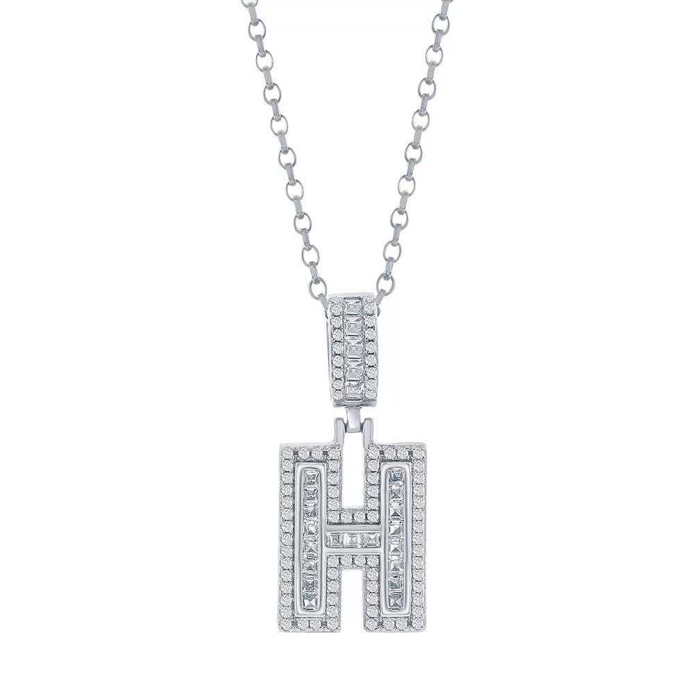 Argento Bella Sterling Silver Cubic Zirconia Initial Pendant Necklace, Women's, Size: 18", Sterling H Product Image