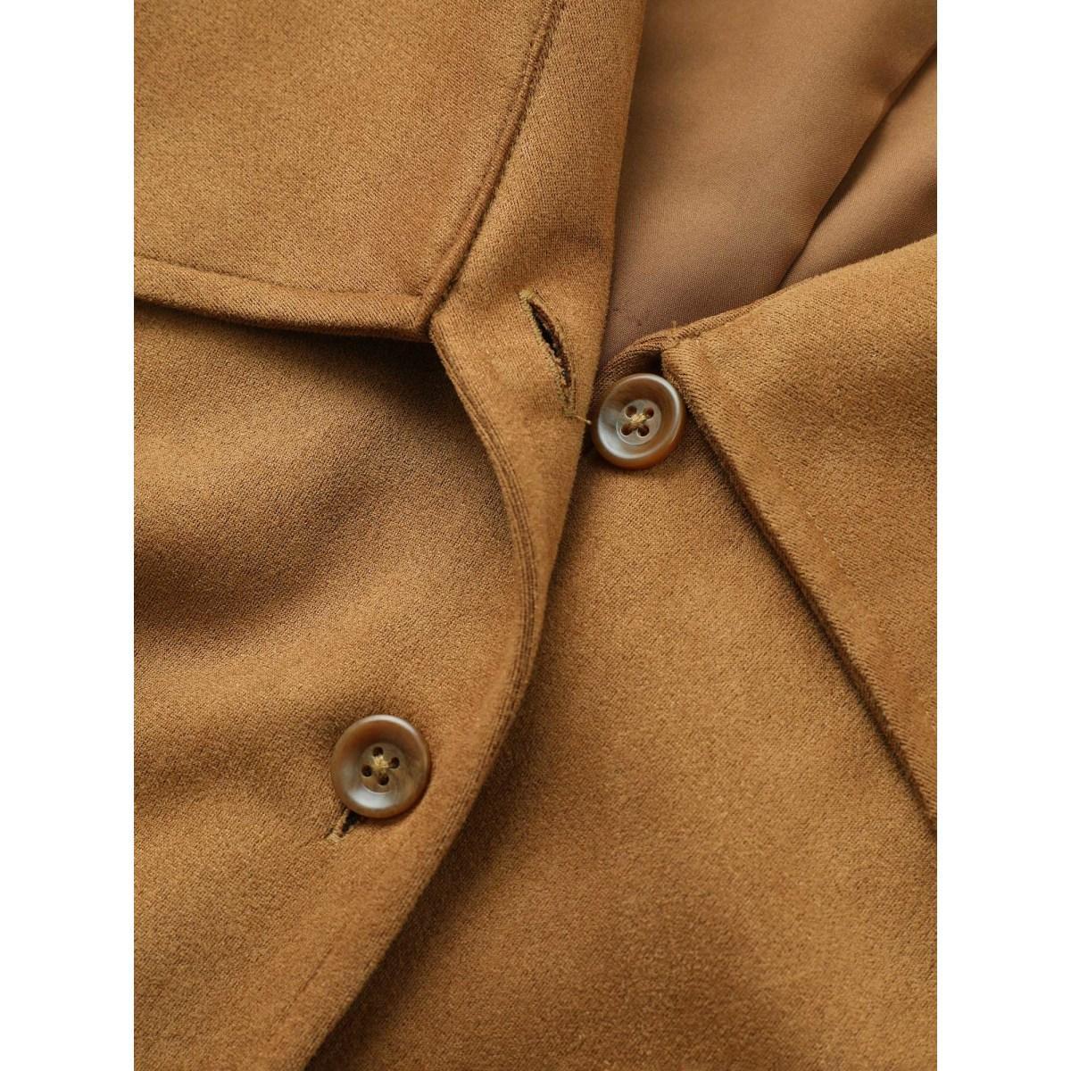Plus Size Solid Faux Suede Zipper Hanky Hem Jacket Women Bronze Non Everyday Jackets BloomChic 28/5X Product Image