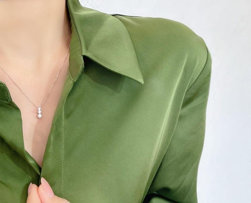 Rhinestone Pendant Sterling Silver Necklace Product Image