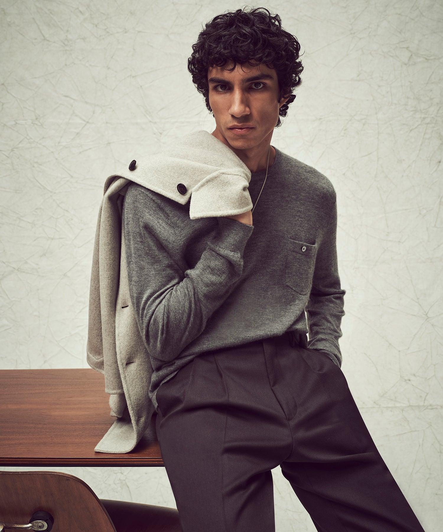 Premium Cashmere Pocket Tee in Oxford Grey Product Image