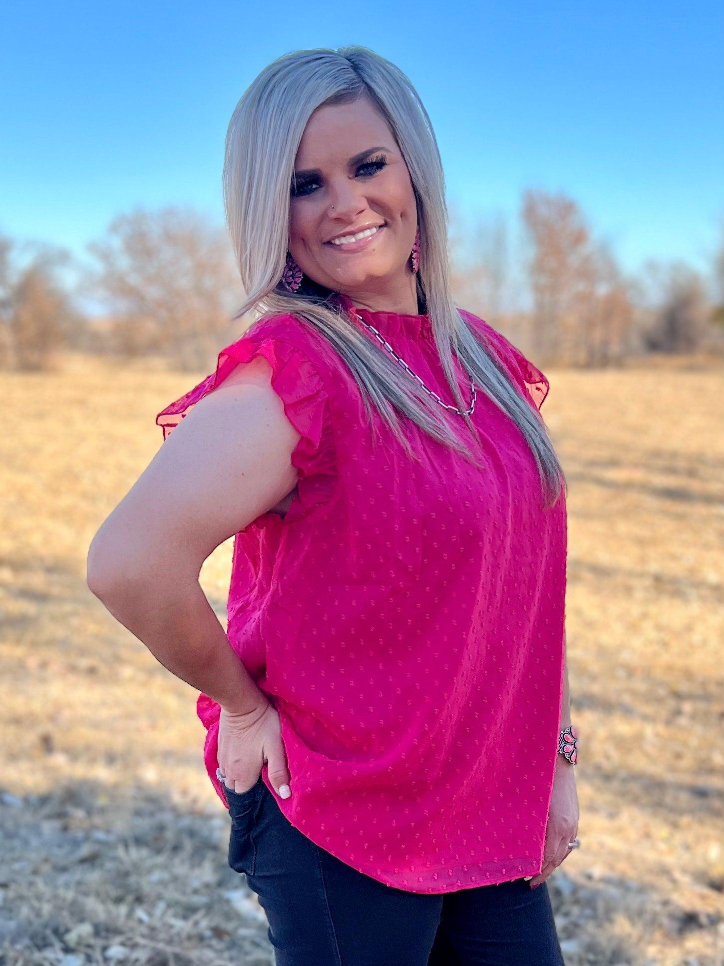 PLUS Swiss Dot Pink Babydoll Top* Product Image