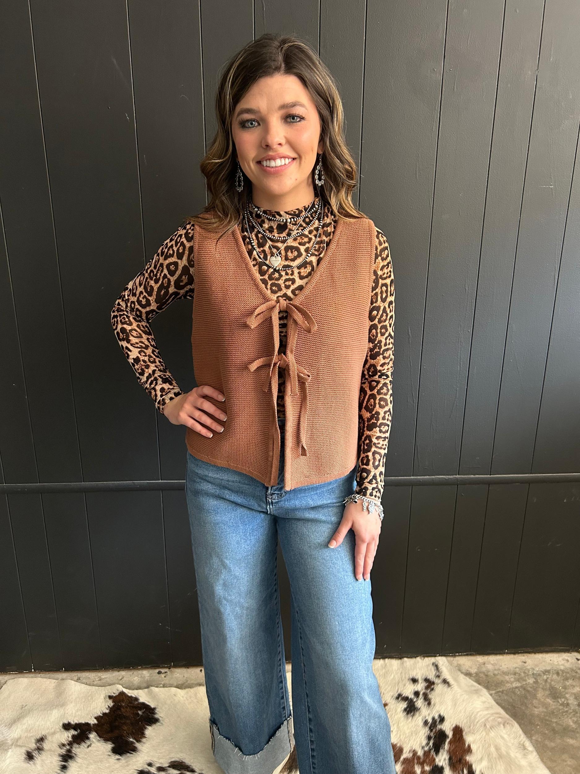 Zenana Front Tie Sweater Vest - 2 Colors Product Image