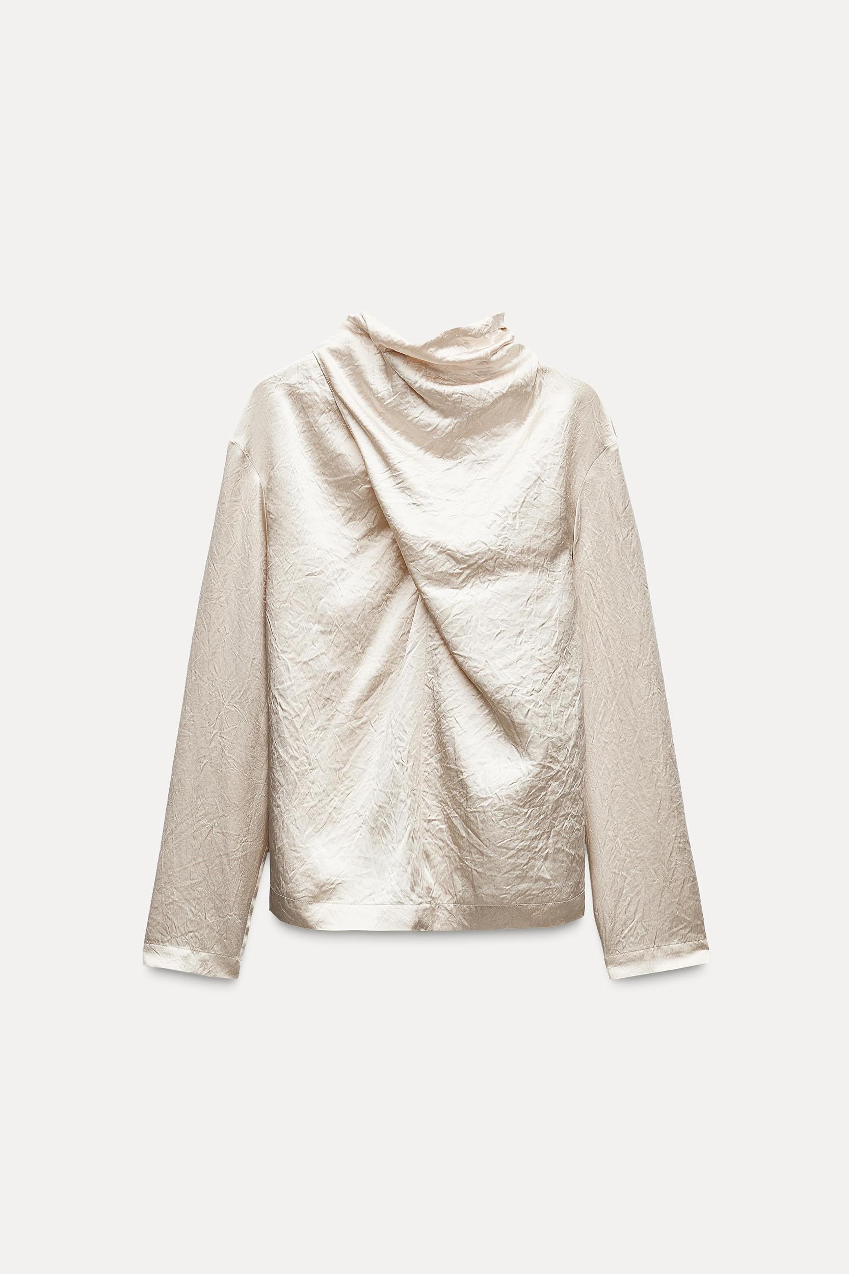DRAPED SATIN EFFECT TOP ZW COLLECTION Product Image