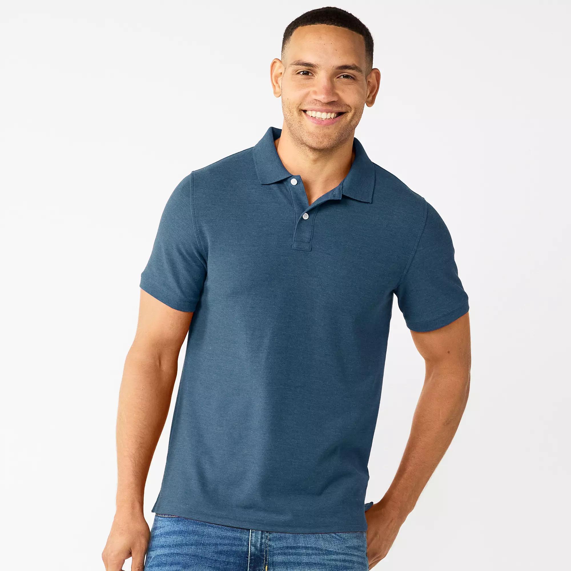 Men's Sonoma Goods For Life® Short Sleeve Relaxed Fit Pique Polo, Size: Medium, Tijuana Blue Product Image