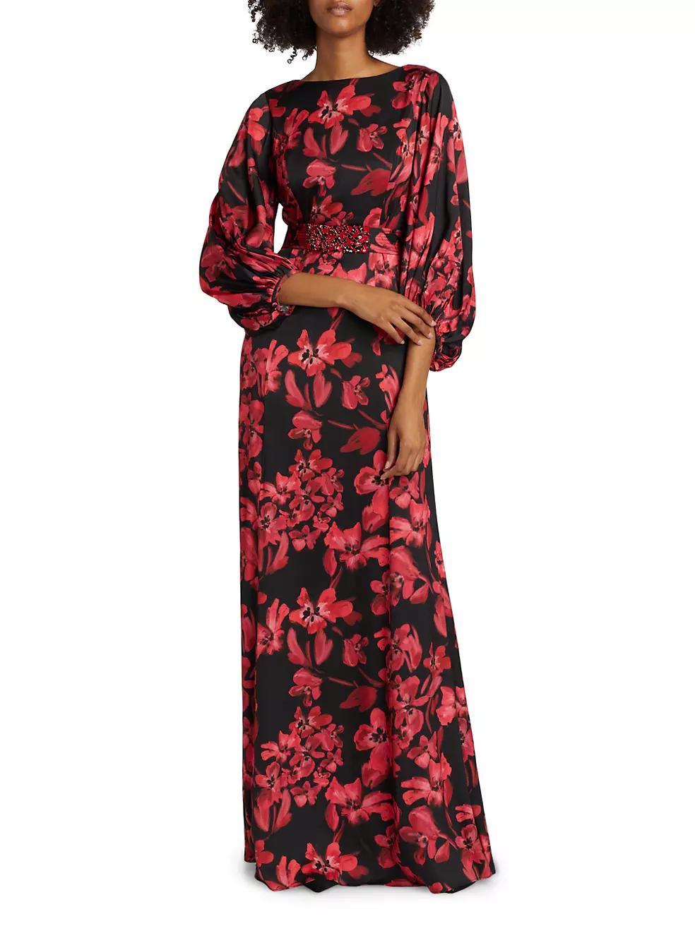 Womens Floral Twill Gown Product Image