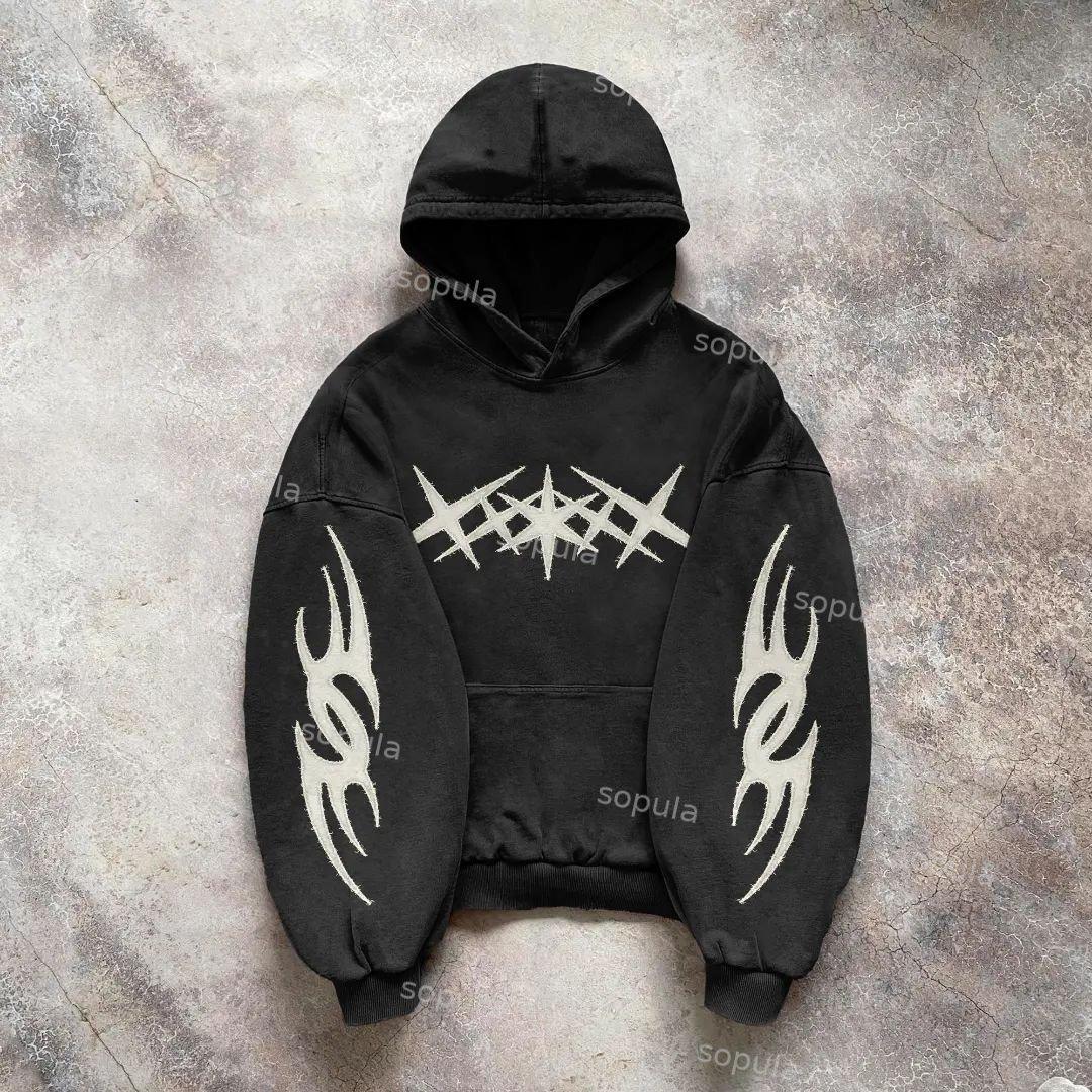 Sopula Vintage Graphics Print Acid Washed Oversized Hoodie Product Image