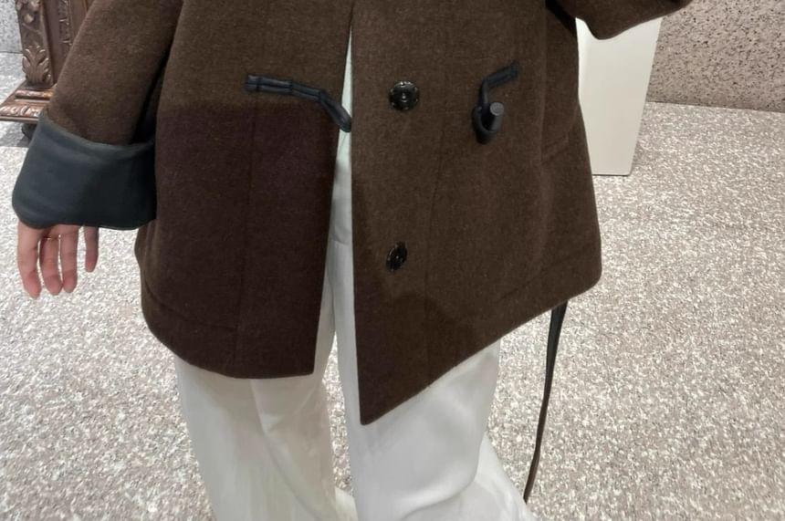 Stand Collar Plain Toggle Coat Product Image