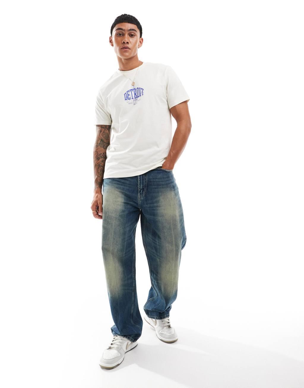 ASOS DESIGN standard fit t-shirt in off white with front city print Product Image