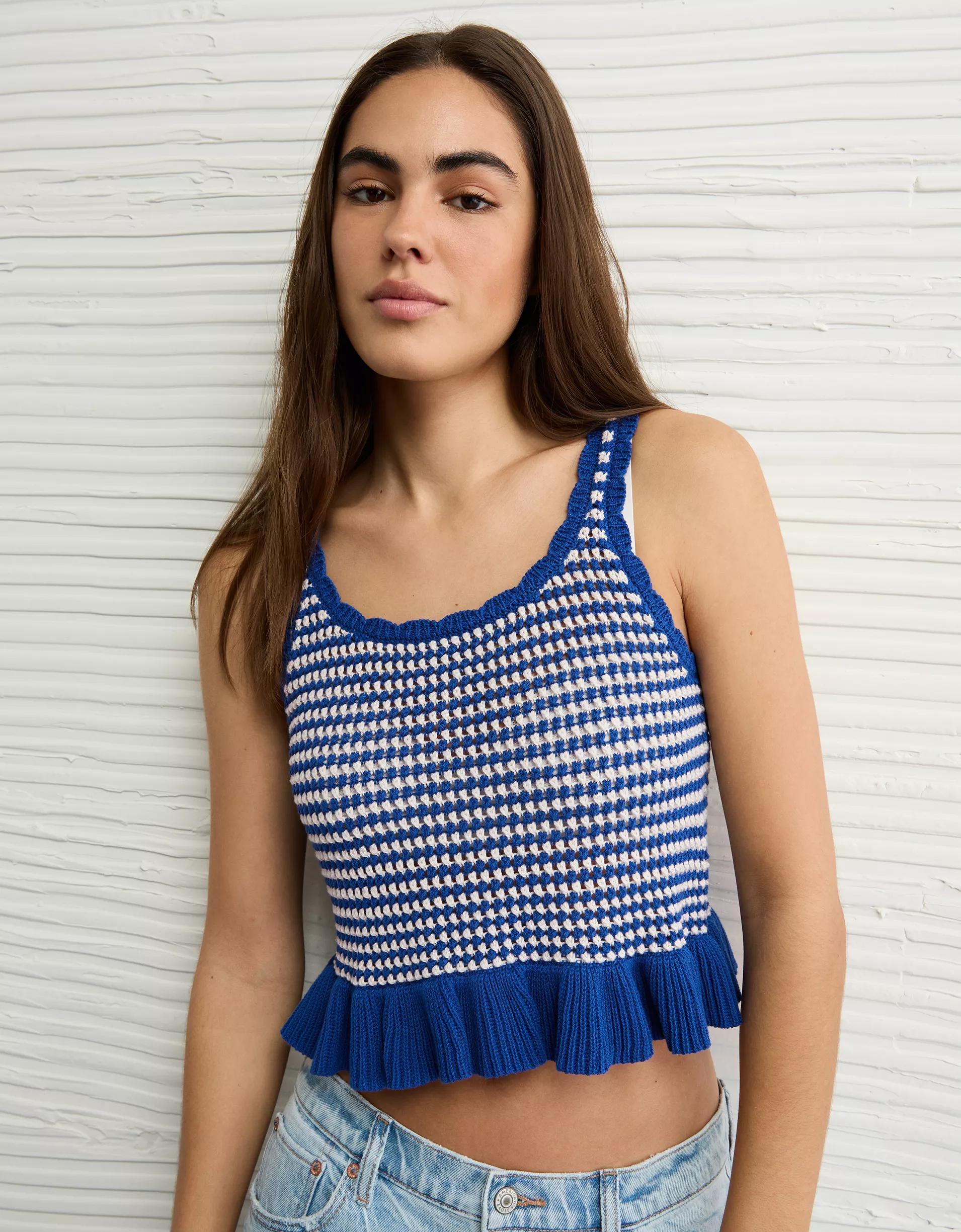 AE Crochet Peplum Tank Top Product Image