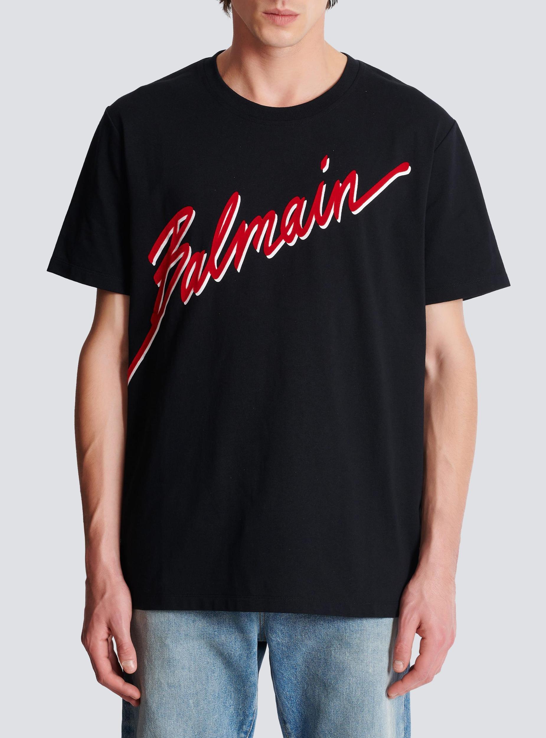 T-shirt with flocked Balmain Letter logo Product Image
