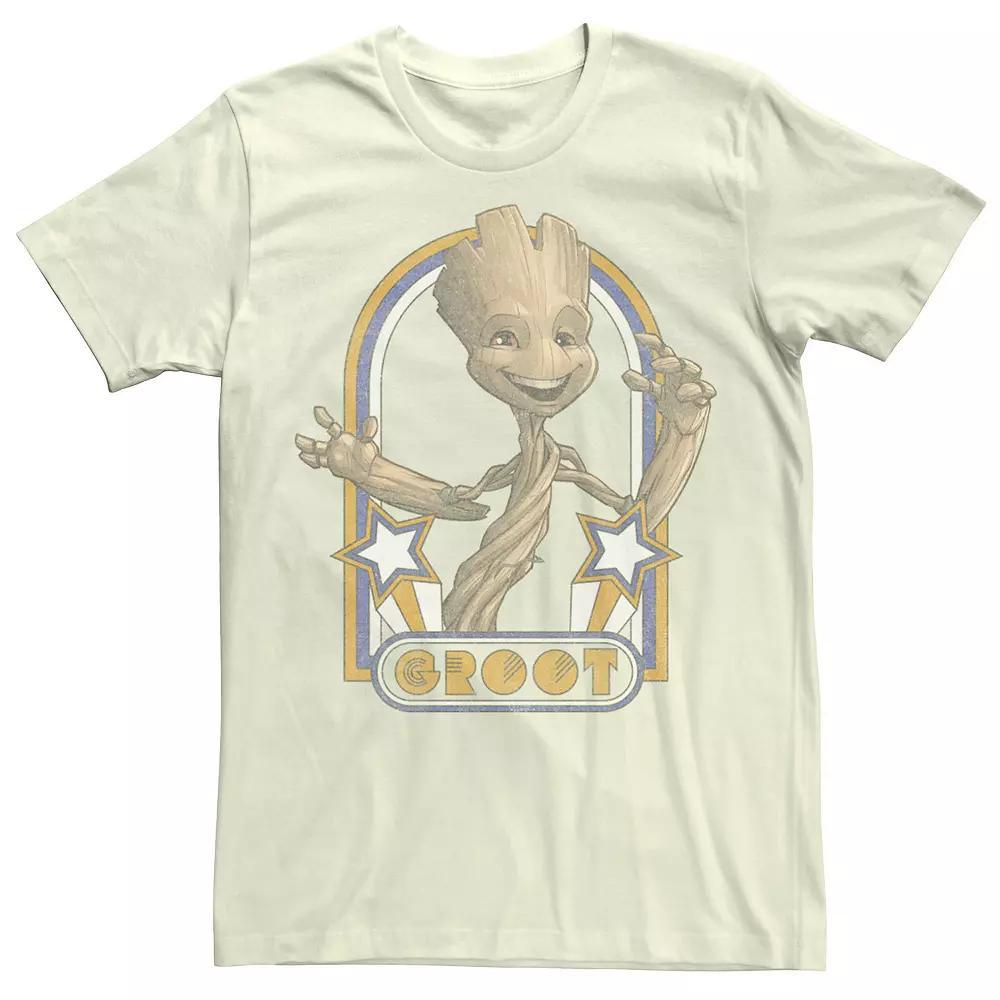 Men's Marvel Guardians Of The Galaxy Groot Retro Star Portrait Tee, Size: 3XL, Natural Product Image