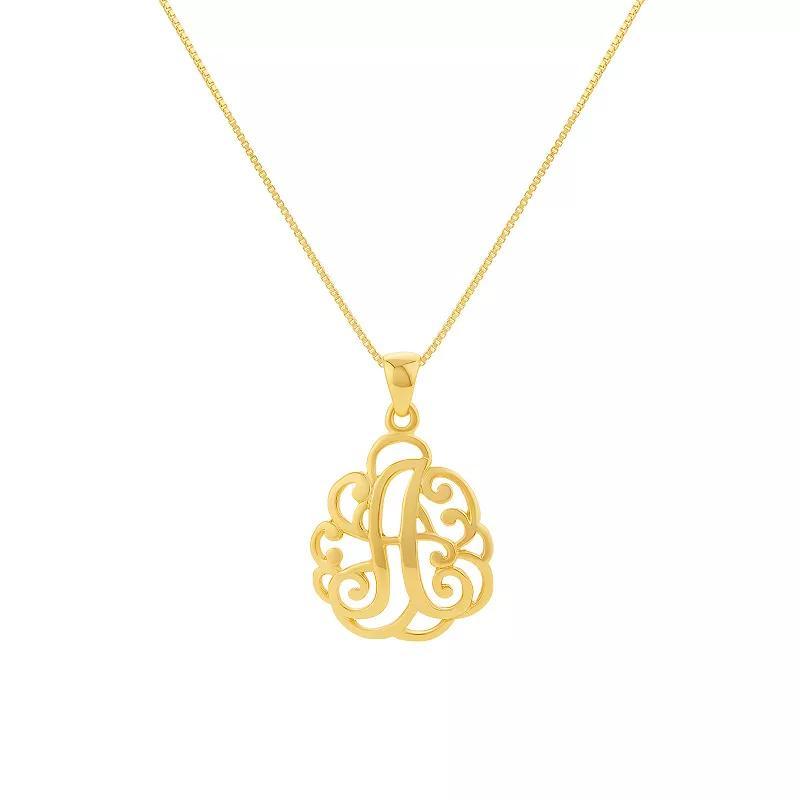PRIMROSE Sterling Silver Monogram Initial Pendant Necklace, Women's, Size: 18", Gold Tone T Product Image