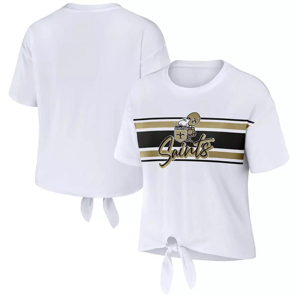 Womens WEAR by Erin Andrews New Orleans Saints Front Tie Retro T-Shirt Product Image