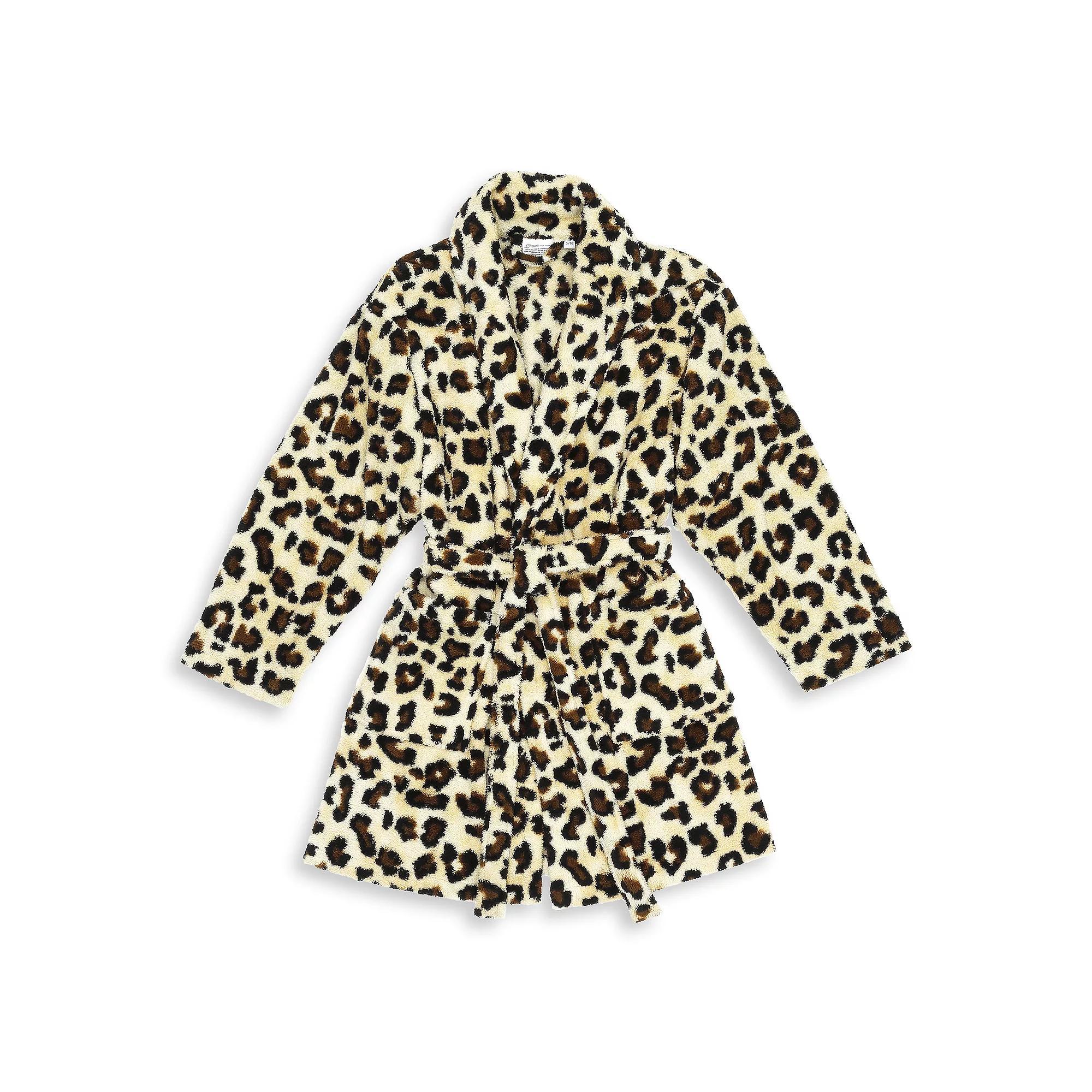 Linum Home Textiles L/XL Women's Bathrobe Leopard : Microfiber, Machine Washable, Non-Slip Backing Product Image