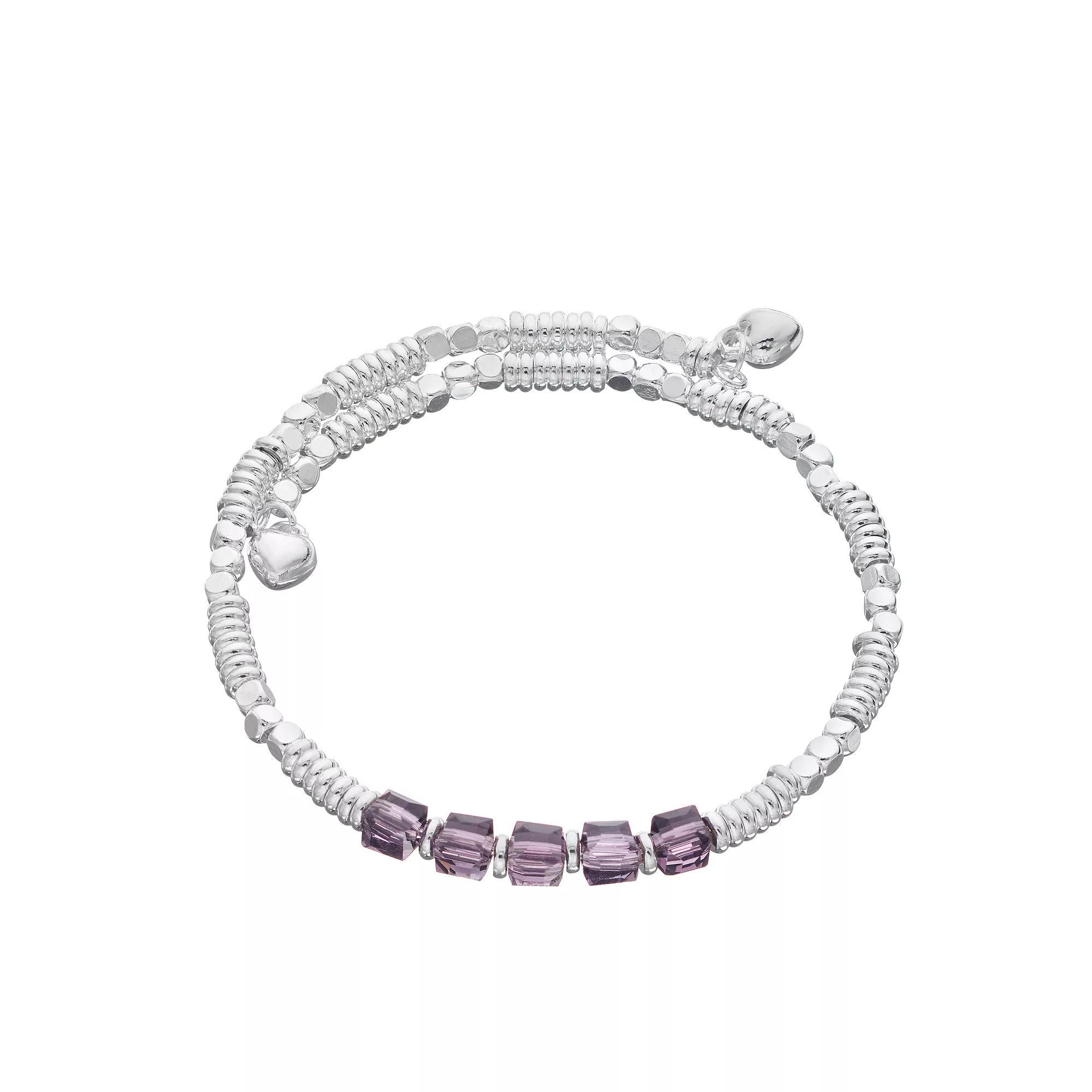 City Luxe Silver Tone Birthstone Beaded Bracelet, Women's, February Product Image
