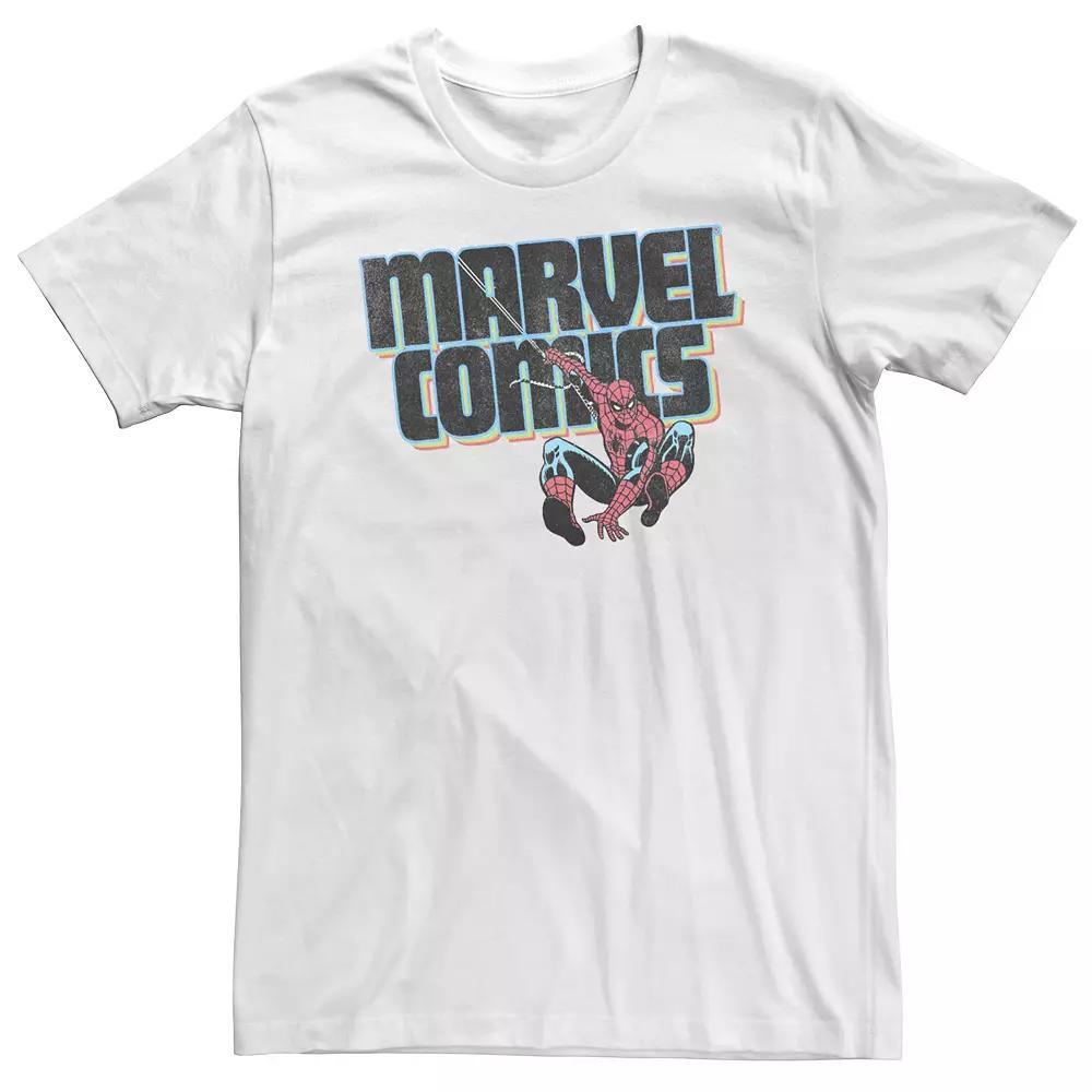 Big & Tall Marvel Comics Spider-Man Classic Web Sling Logo Tee, Men's, Size: XL Tall, White Product Image