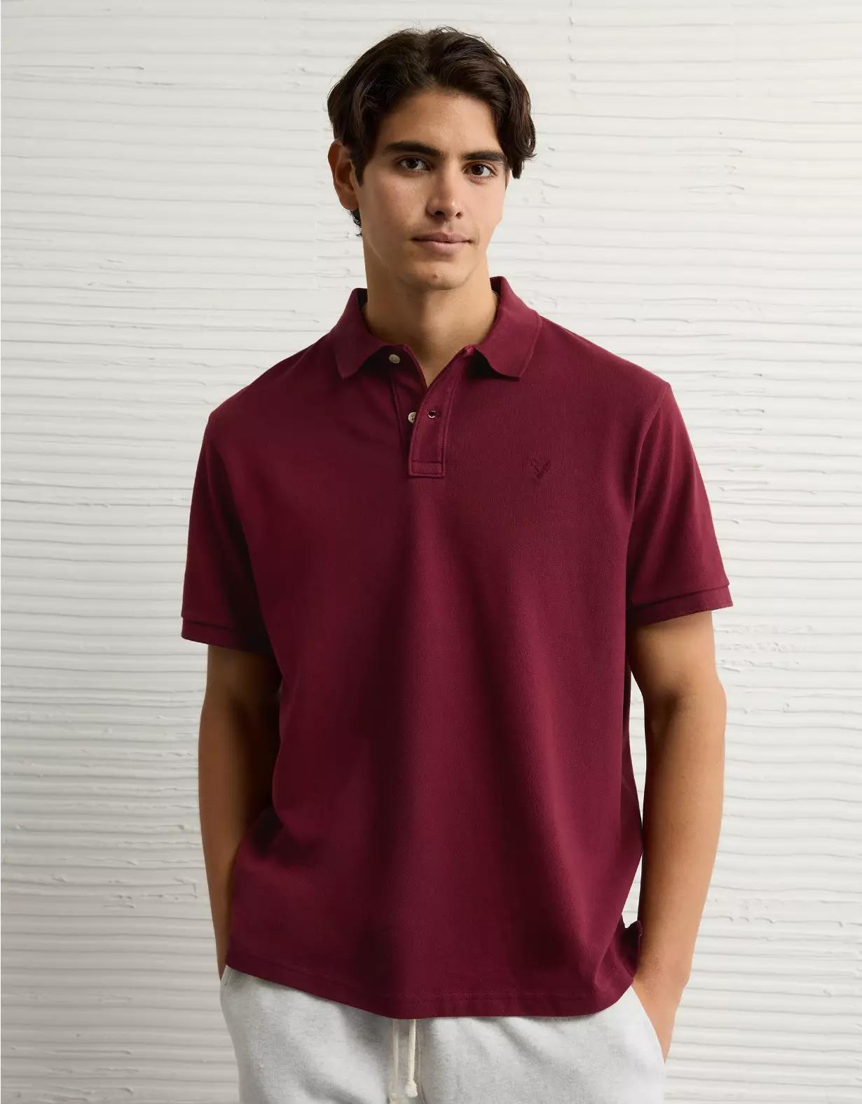 AE Lived-In Stretch Pique Polo Shirt Product Image