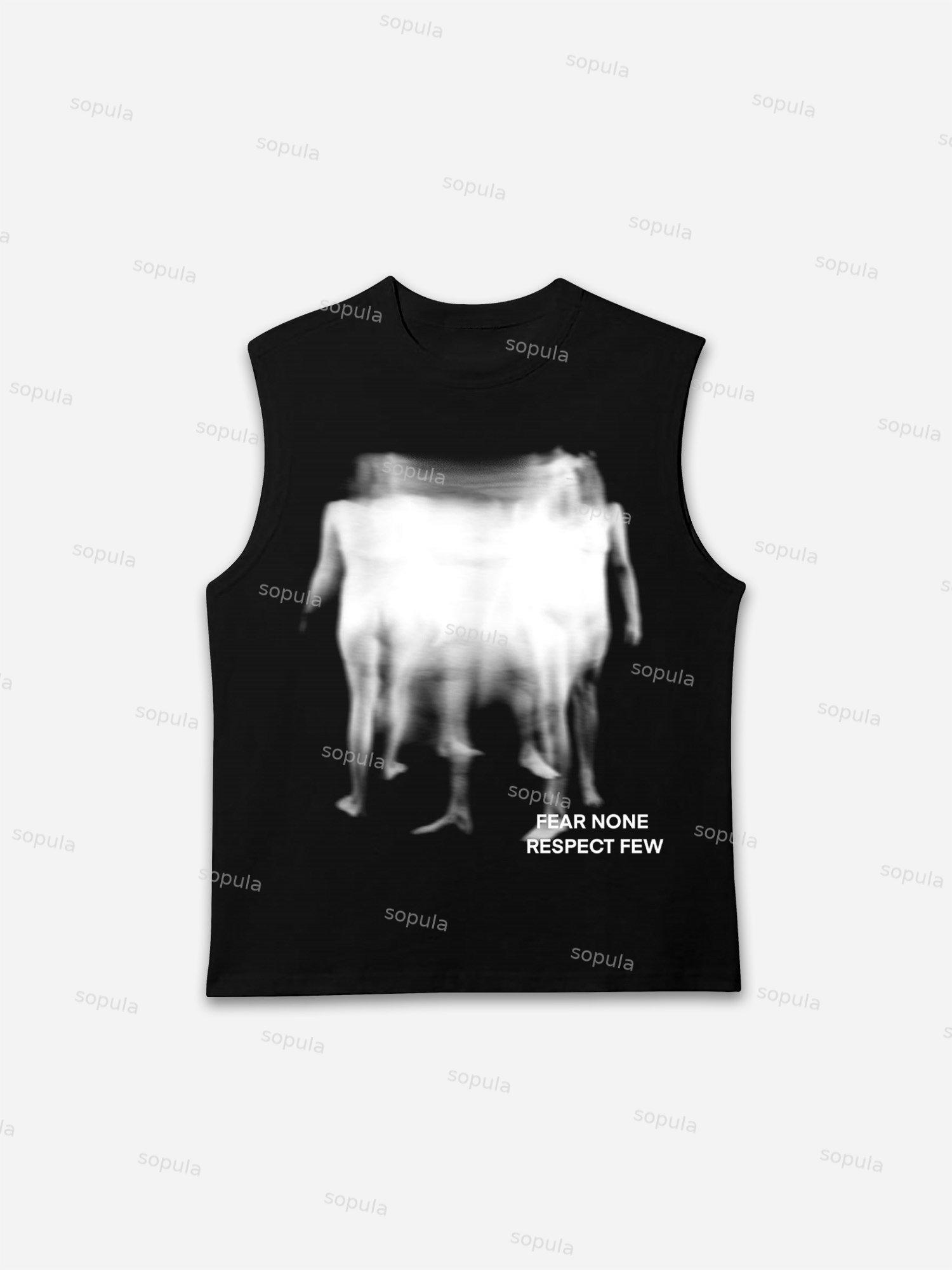 Fear None, Respect Few Abstract Fuzzy Shadow Graphic Tank Top Product Image