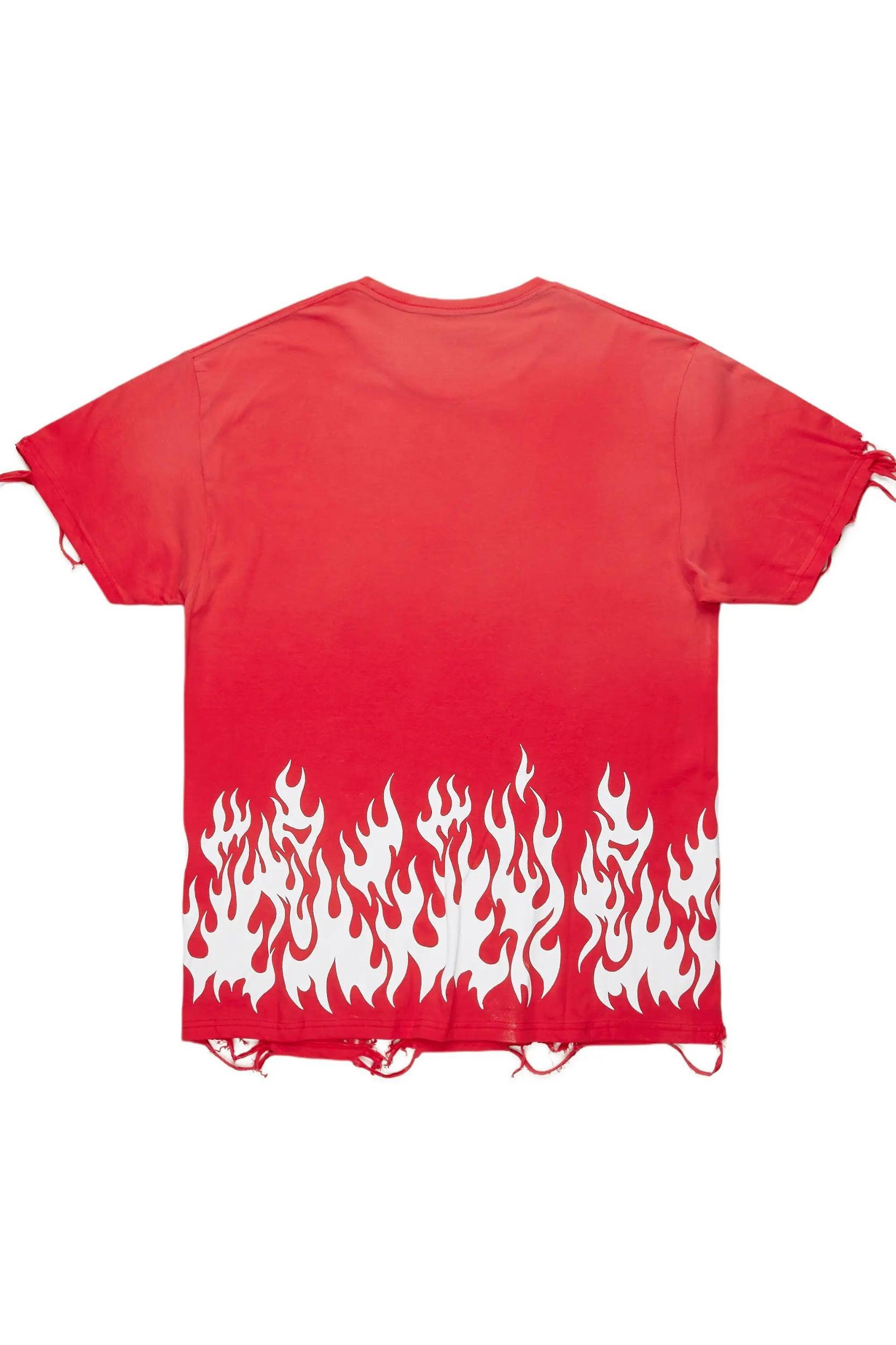 Bubble Red Oversized Graphic T-Shirt Male Product Image