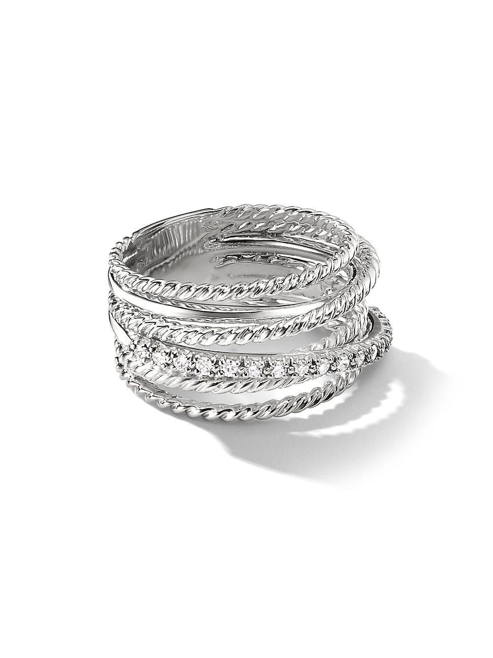 David Yurman Crossover Wide Ring with Diamonds Product Image