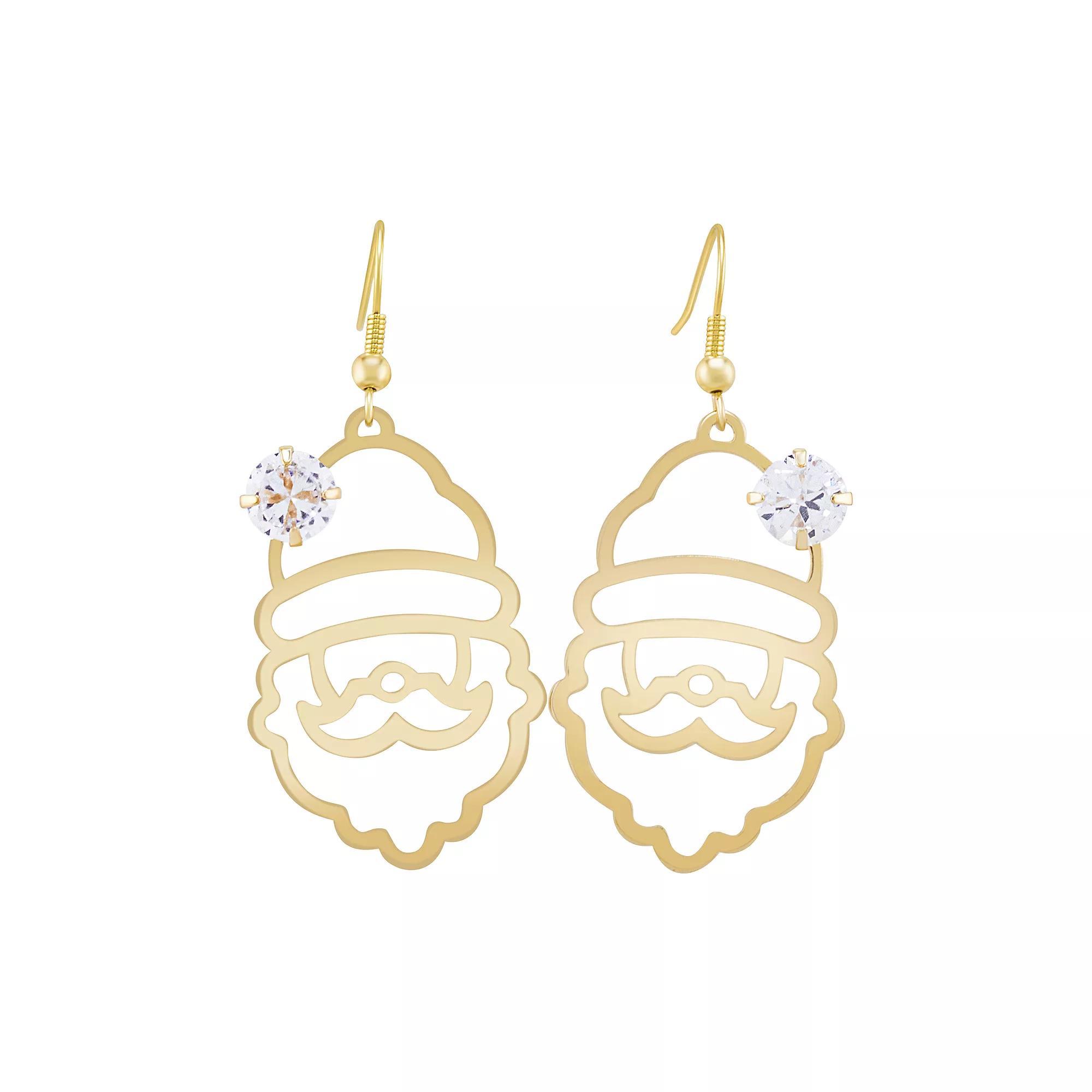 Celebrate Together™ Gold Tone Santa Head Drop Earrings, Women's Product Image