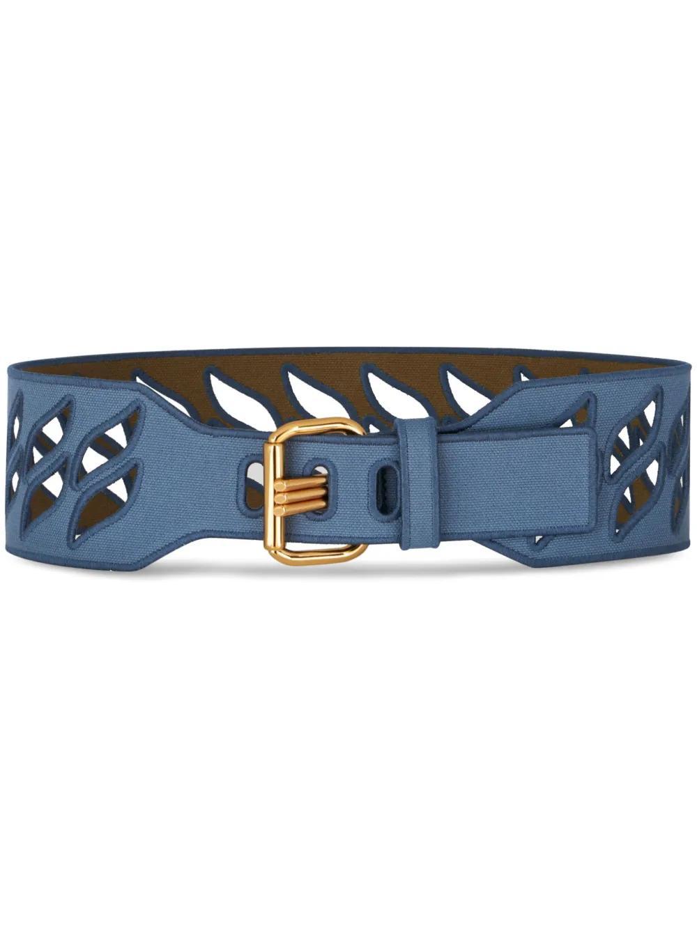 ETRO Perforated Cotton-canvas Belt In Light Blue Product Image