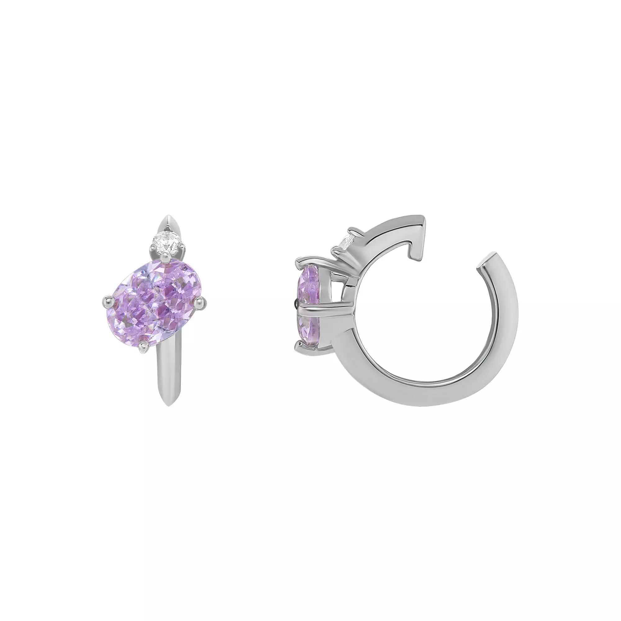 PRIMROSE Sterling Silver Cubic Zirconia Birthstone Ear Cuff, Women's, Silver Tone June Product Image